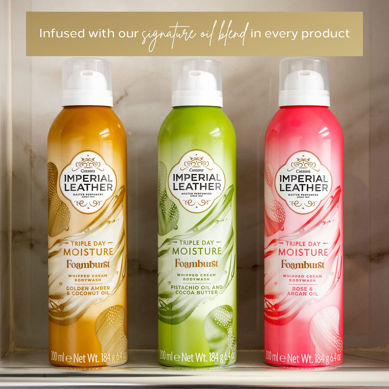 Imperial Leather Foamburst, Triple Day Moisture Shower Gel, Rose & Argan Oil Fragrance Body Wash, Luxurious Foam Lather, Gentle Skin Care, Bulk Buy, Pack of 6 x 200ml
