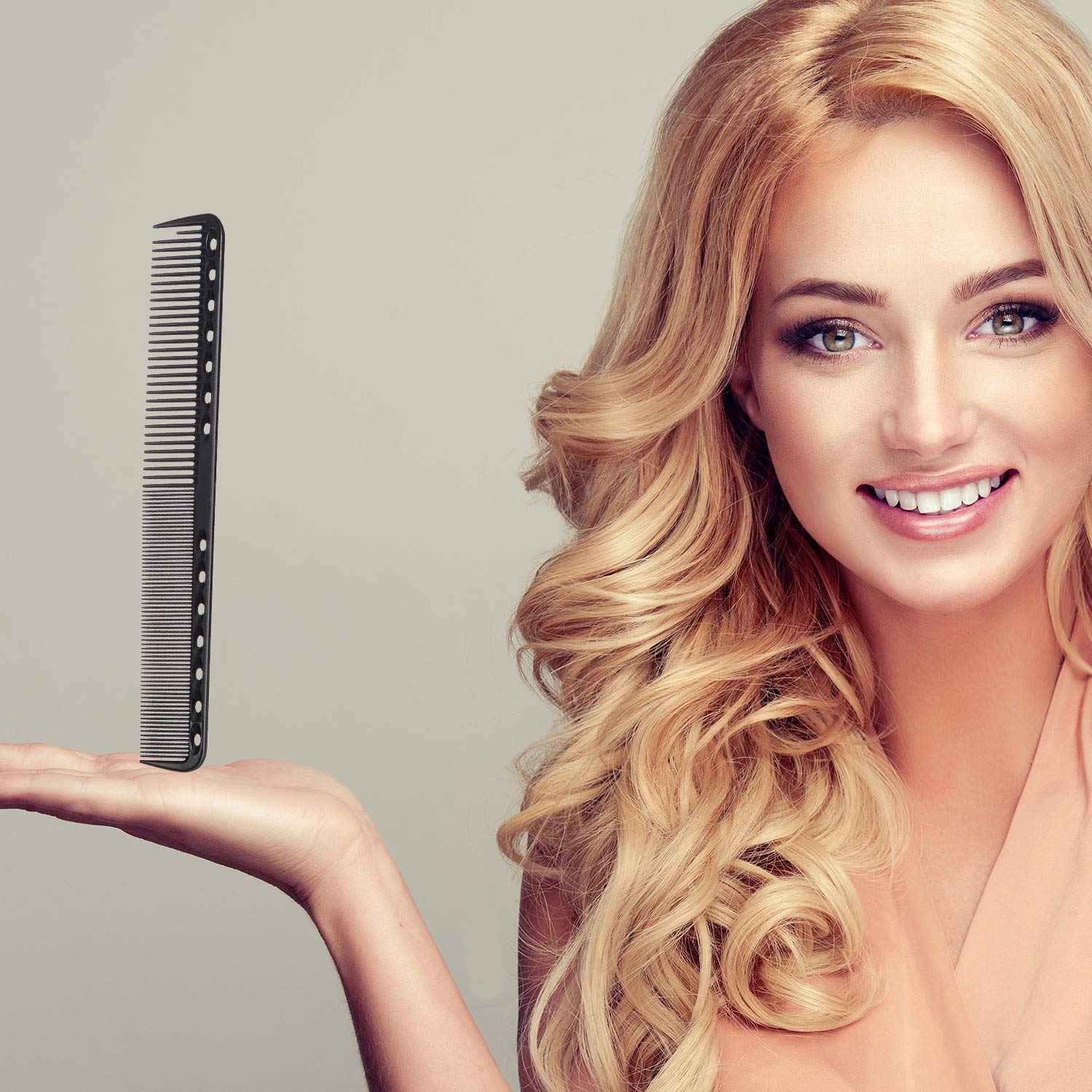 JASLY 3 Pack Black Carbon Fiber Fine Cutting Combs, 18 x 2.5 cm, Unisex, Adults & Hair Stylists