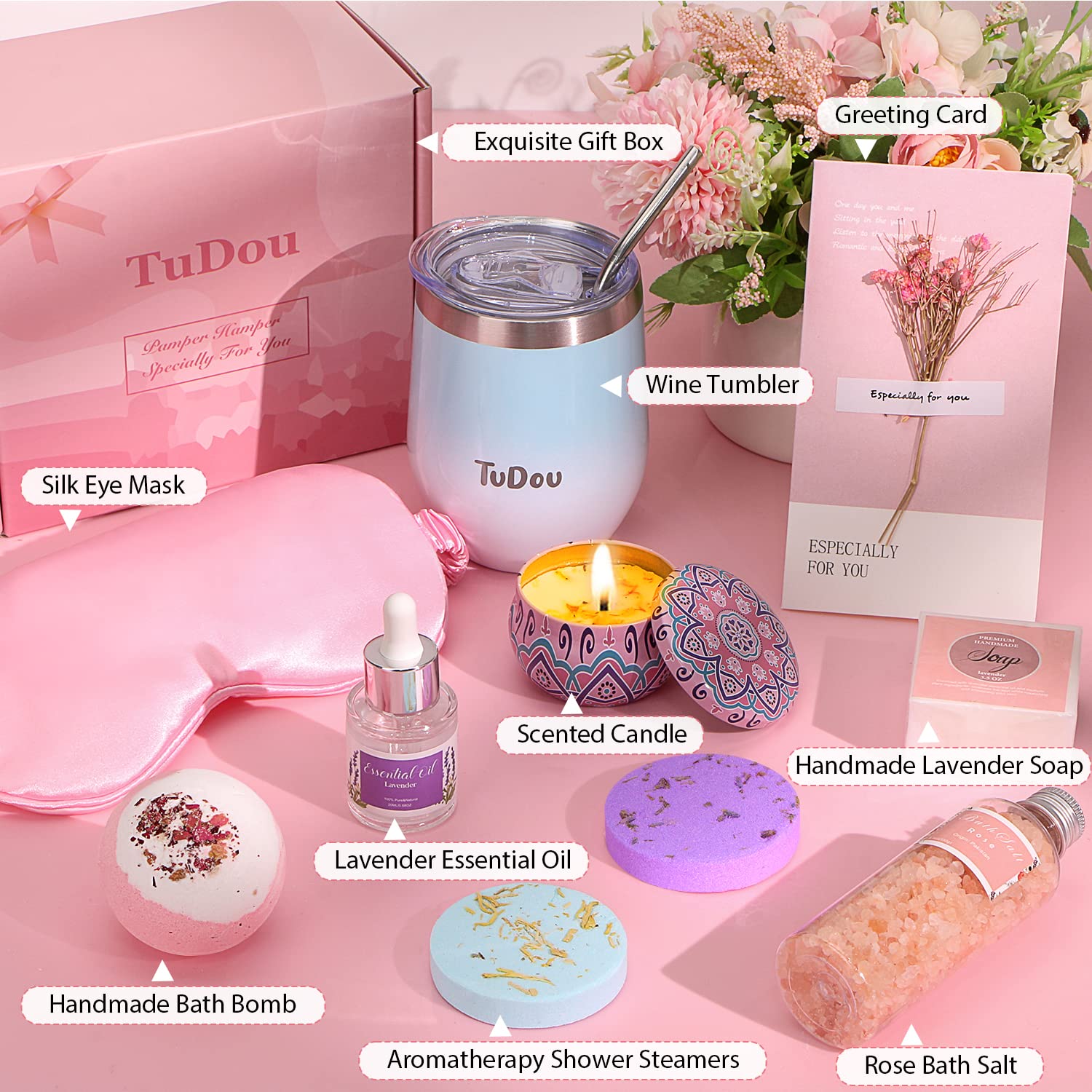Birthday Pamper Gifts for Women, Unique Self Care Package Relaxation Spa Bath Set for Her, Wellbeing Get Well Soon Gifts for Women, Ladies Pamper Hampers Birthday Gifts for Mum, Sister, Friends, Wife