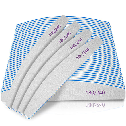 BLESWIN Nail Files, 50Pcs Nail File Professional 180/240 Grit, Nail Files for Natural Nails, Nails File Set Washable and Reusable, Emery Board for Nails