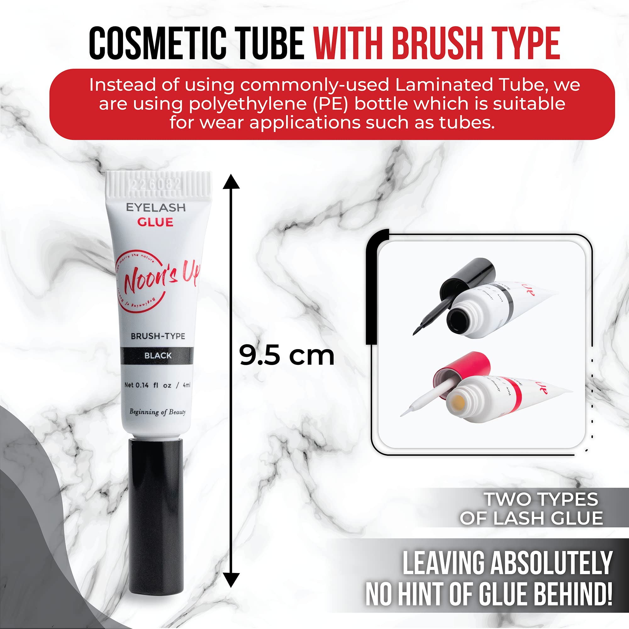 NOON'S UP Eyelash Glue (Clear) - Super Strong Hold Eyelash Adhesive | Waterproof Hypoallergenic Lash Glue for Sensitive Eyes | Blends Naturally (0.14 Fl. Oz.)