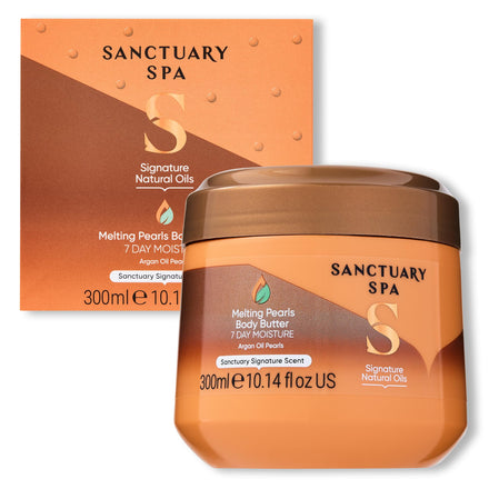 Sanctuary Spa Melting Pearl Body Butter with Shea Butter & Argan Oil, No Mineral Oil, Cruelty Free & Vegan Body Moisturiser for Women, 300g