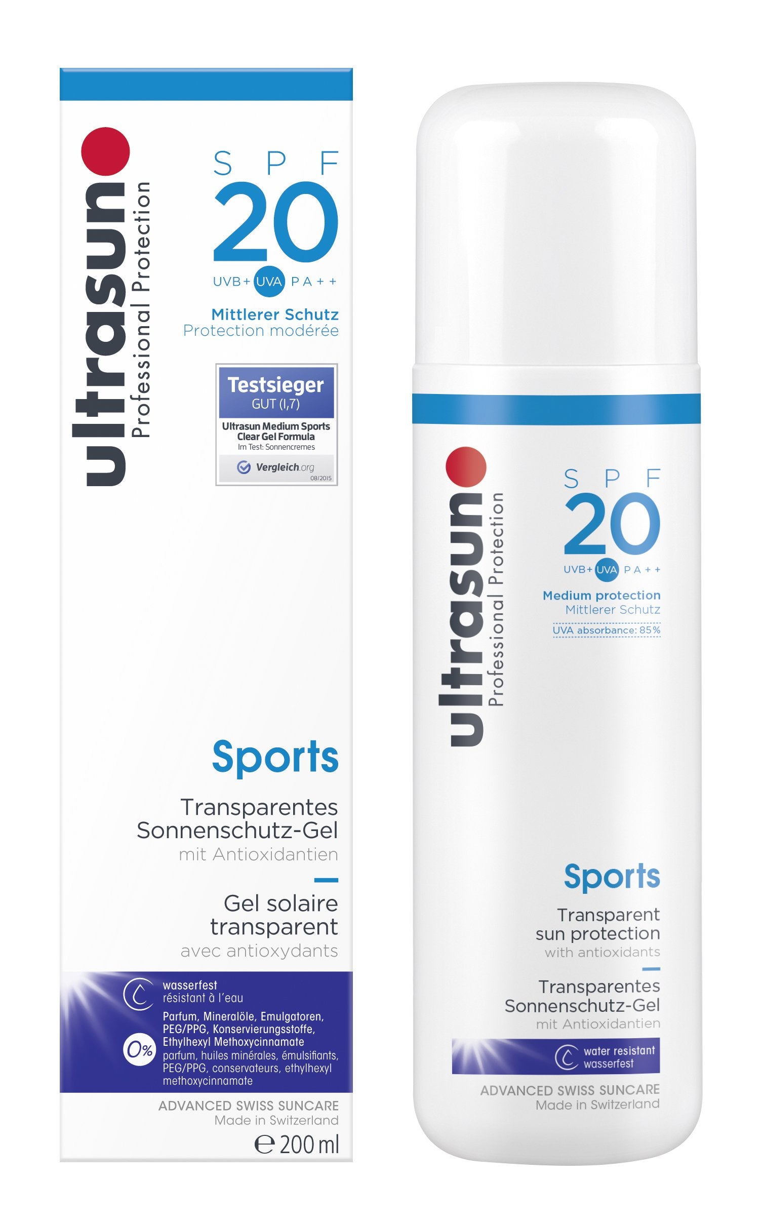 Ultrasun Transparent Sports Gel SPF20 200ml