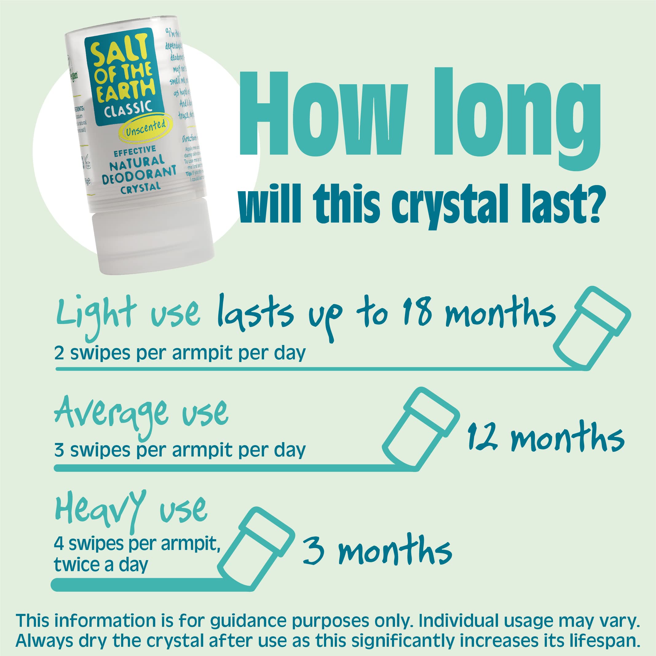 Crystal Spring Salt of the Earth Organic Classic Deodorant 90g Pack of 2