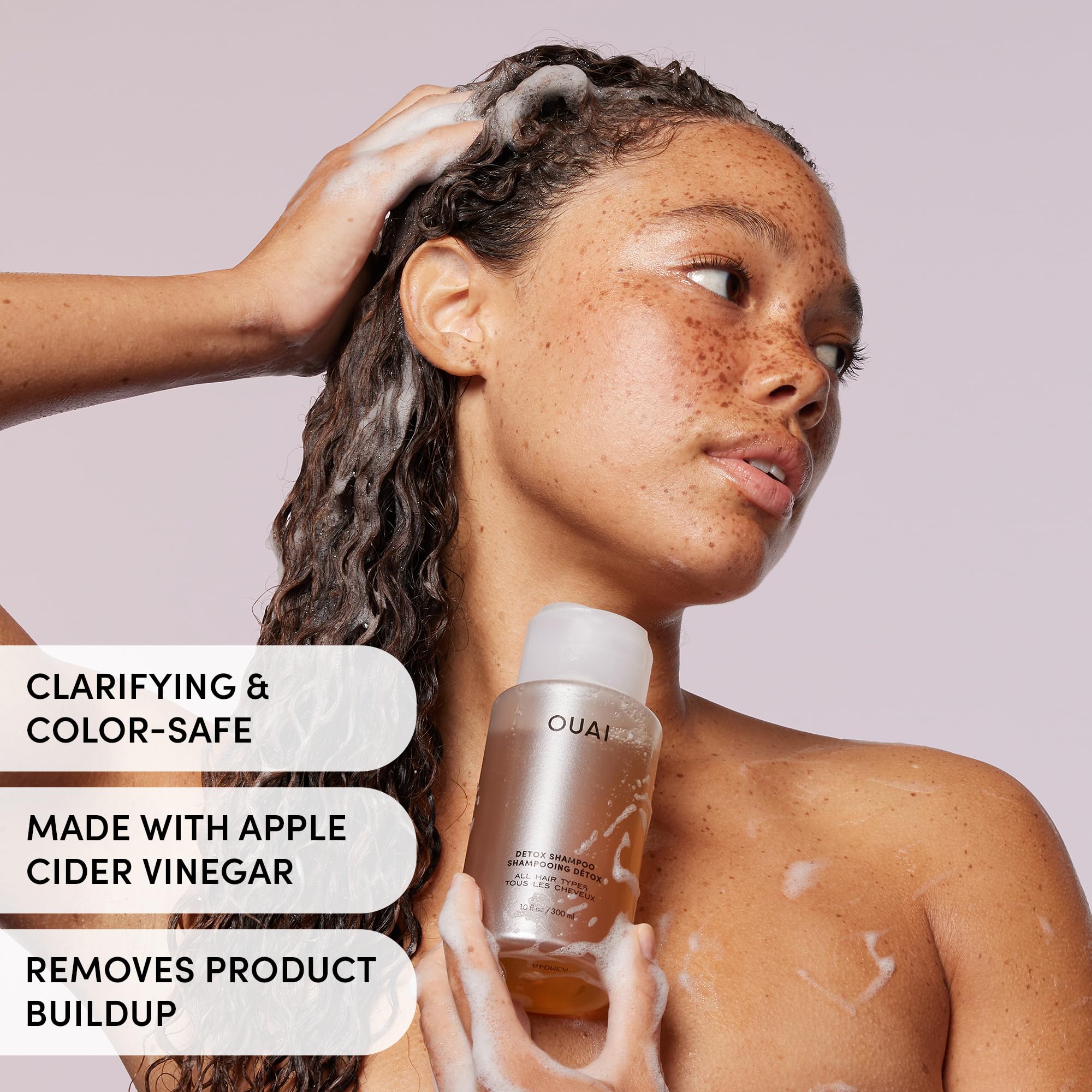 OUAI Detox Shampoo Travel Size - Clarifying and Removing Build Up, Dirt, Oil, Product and Hard Water - Apple Cider Vinegar & Keratin for Clean, Refreshed Hair - Sulfate-Free Hair Care - 89ml