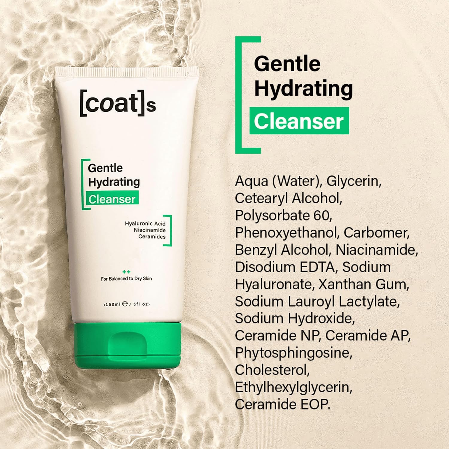 Coats Gentle Hydrating Cleanser – Prevents Breakouts + Protects the Skin Barrier For Soft Clean + Clear Skin – Dermatologically Approved, Designed for Teens + Young Skin – 150 ml