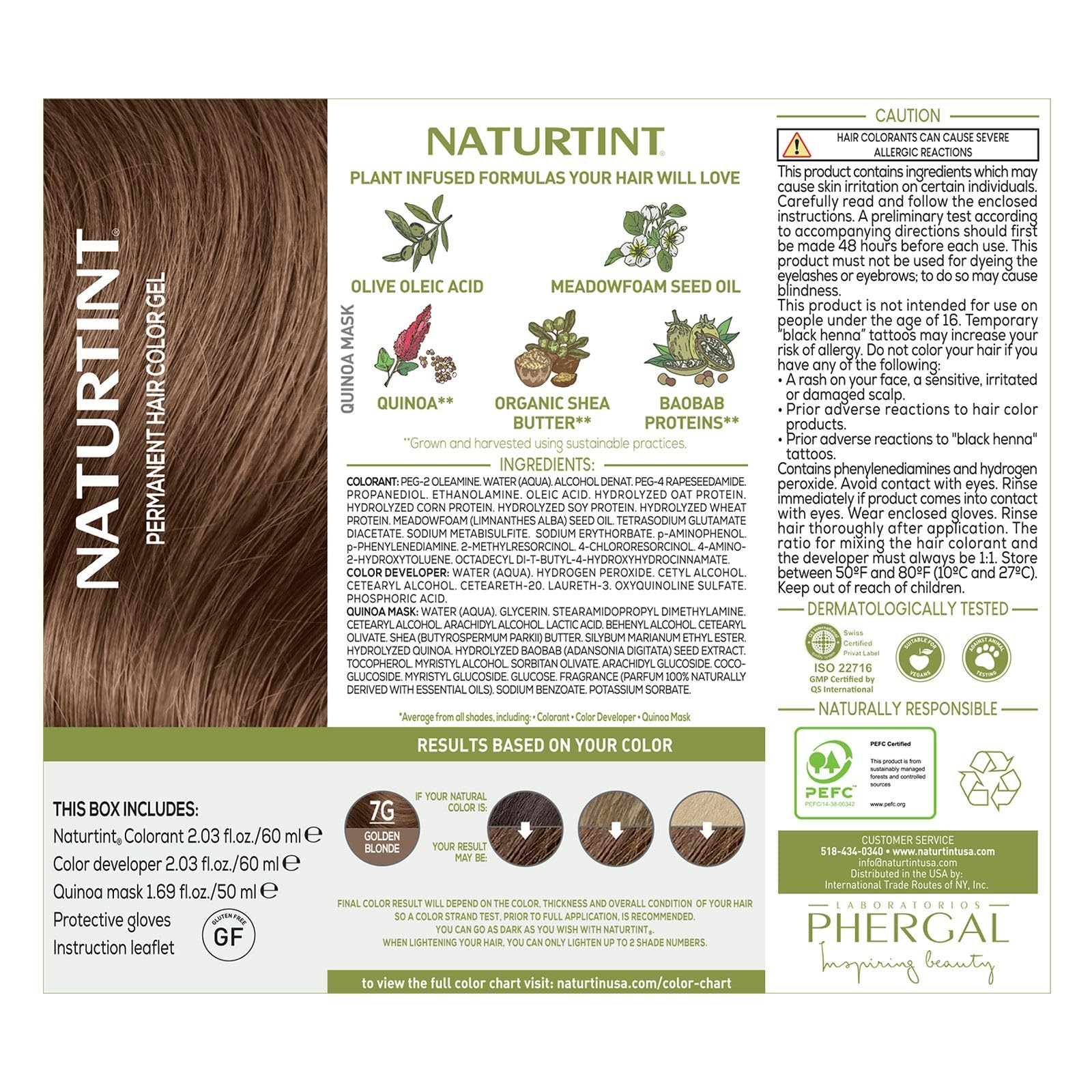 Naturtint 7G Golden Blonde Permanent Hair Color (Pack of 1), Ammonia Free, Vegan, Cruelty Free, up to 100% Gray Coverage, Long Lasting Results (Packaging may vary)