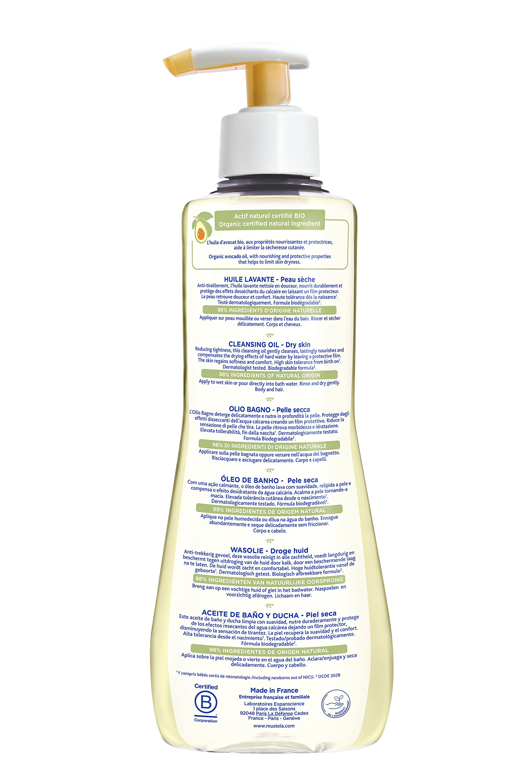 Mustela Cleansing Oil For Dry Skin 500Ml, (Pack of 1)