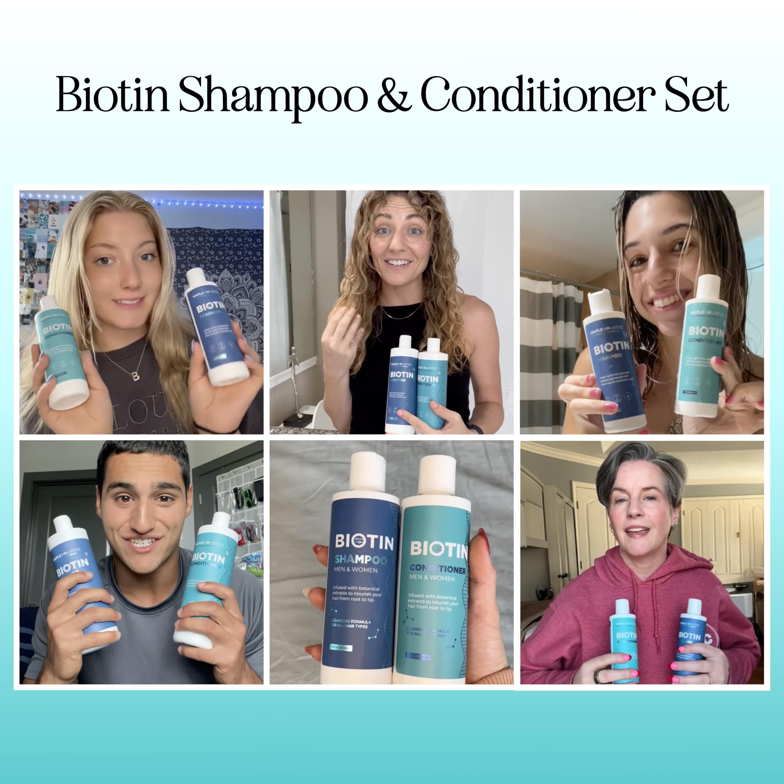 Rosemary & Biotin Shampoo and Conditioner Set - Paraben and Sulphate Free for Thinning Hair and Dry Scalp - Nourishing and Volumising With Essential Oils - 236mL