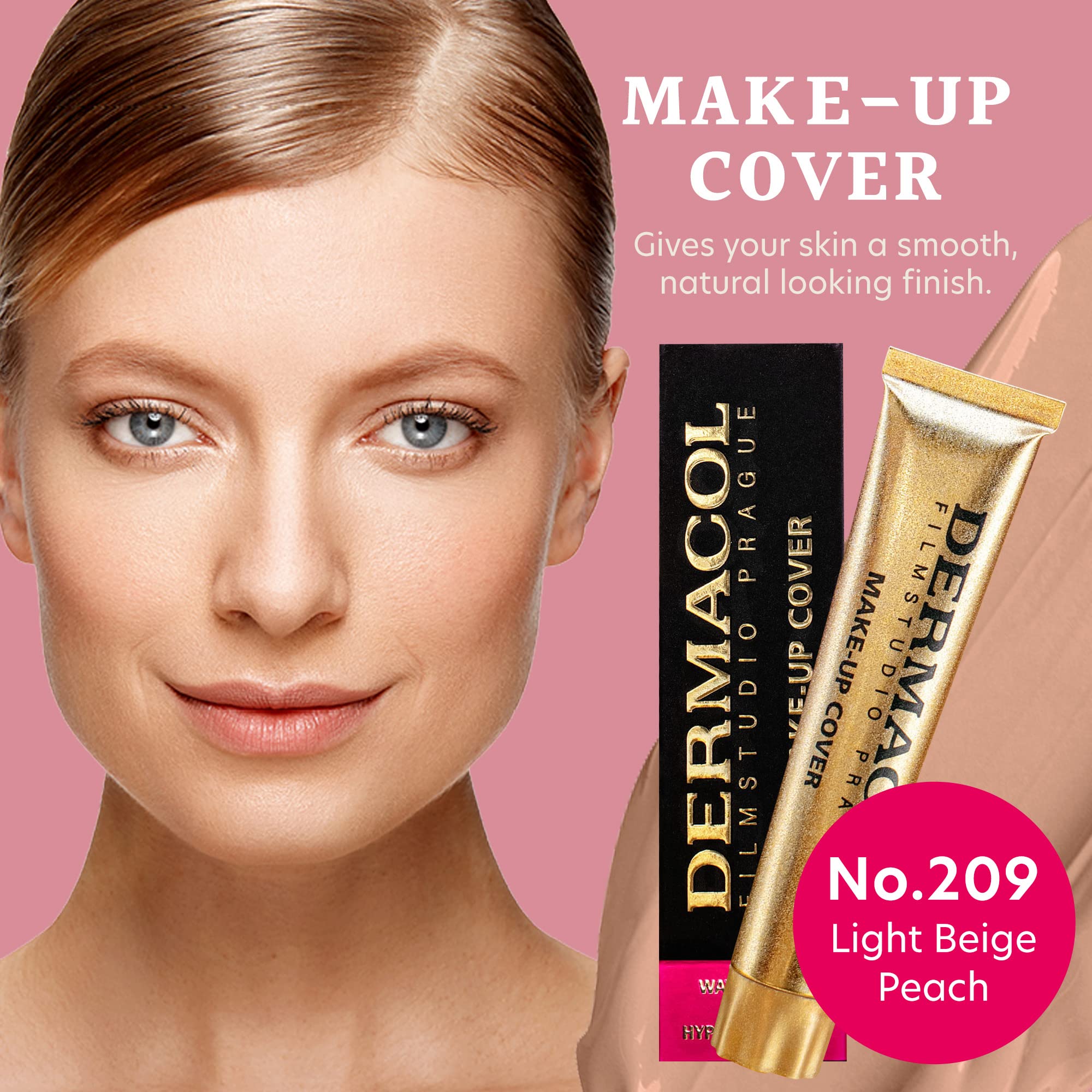 Dermacol - Full Coverage Foundation, Liquid Makeup Matte Foundation with SPF 30, Waterproof Foundation for Oily Skin, Acne, & Under Eye Bags, Long-Lasting Makeup Products, 30g, Shade 209