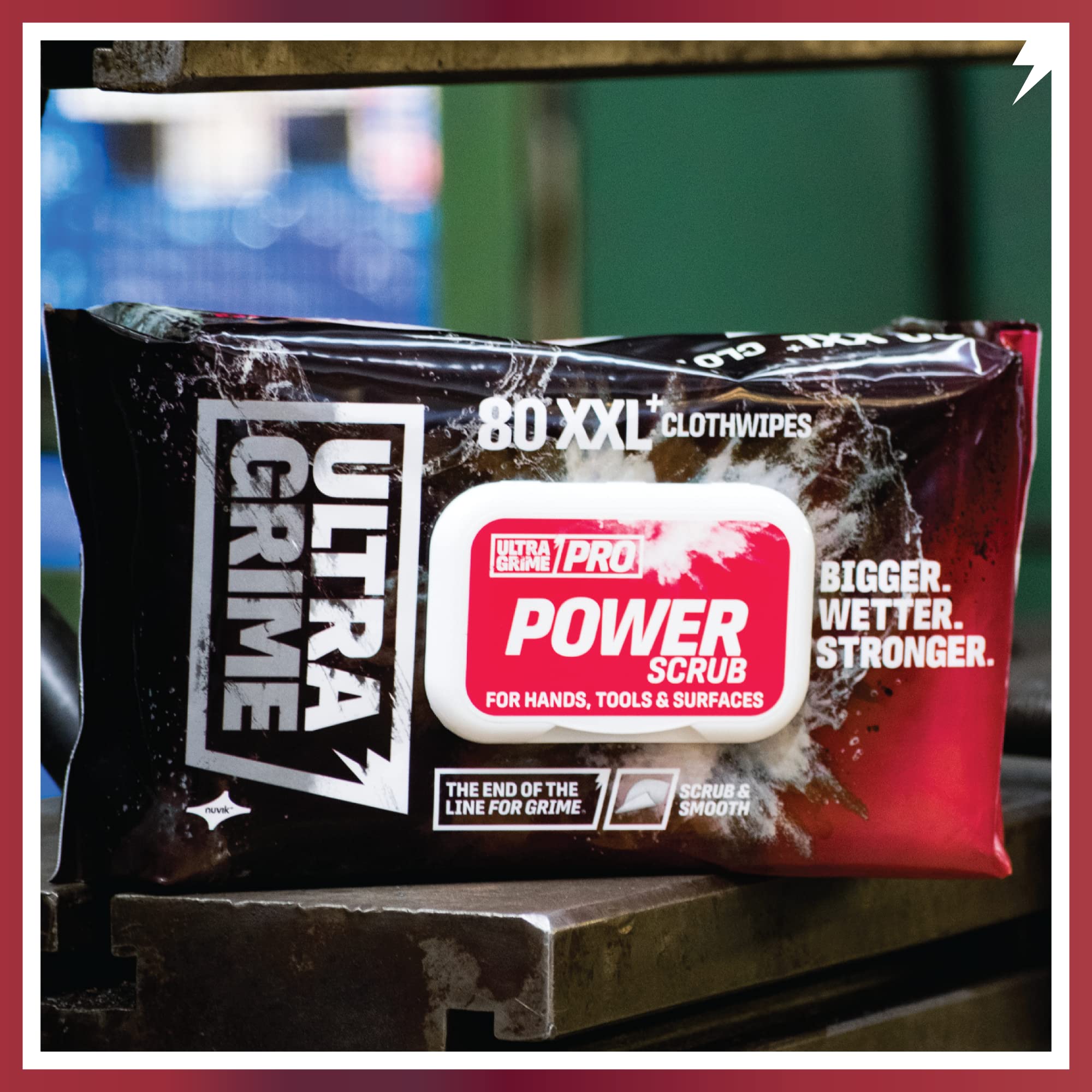 UltraGrime PRO Power Scrub Cleaning Wet Wipes - Big Size Professional Disposable Wipes - Tougher Multi-Purpose Heavy-Duty Textured Scrubbing Cloths (80 Thick Large)
