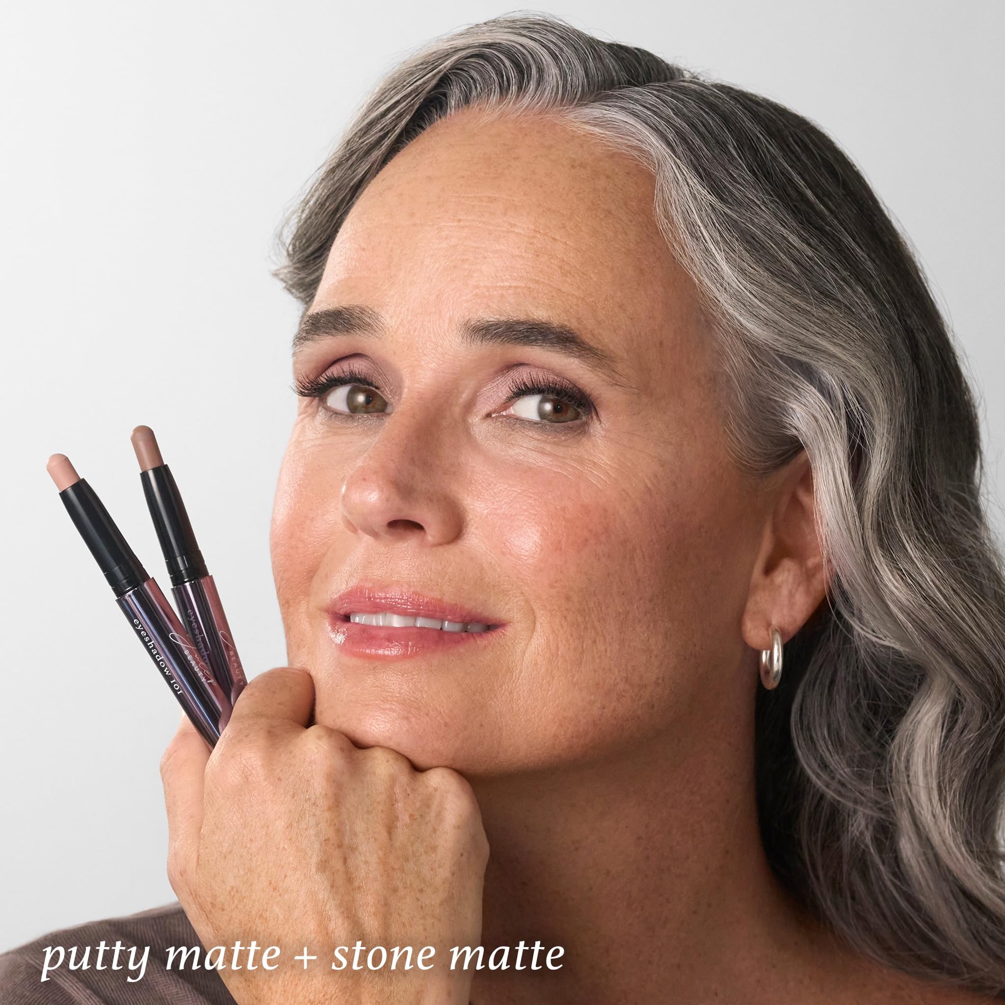 Julep Crème-to-Powder Eyeshadow Stick (Stone Matte) - Long-Lasting, Waterproof Eye Shadow - Blendable, Crease-Proof Eye Shadow Stick with Built-In Smudger