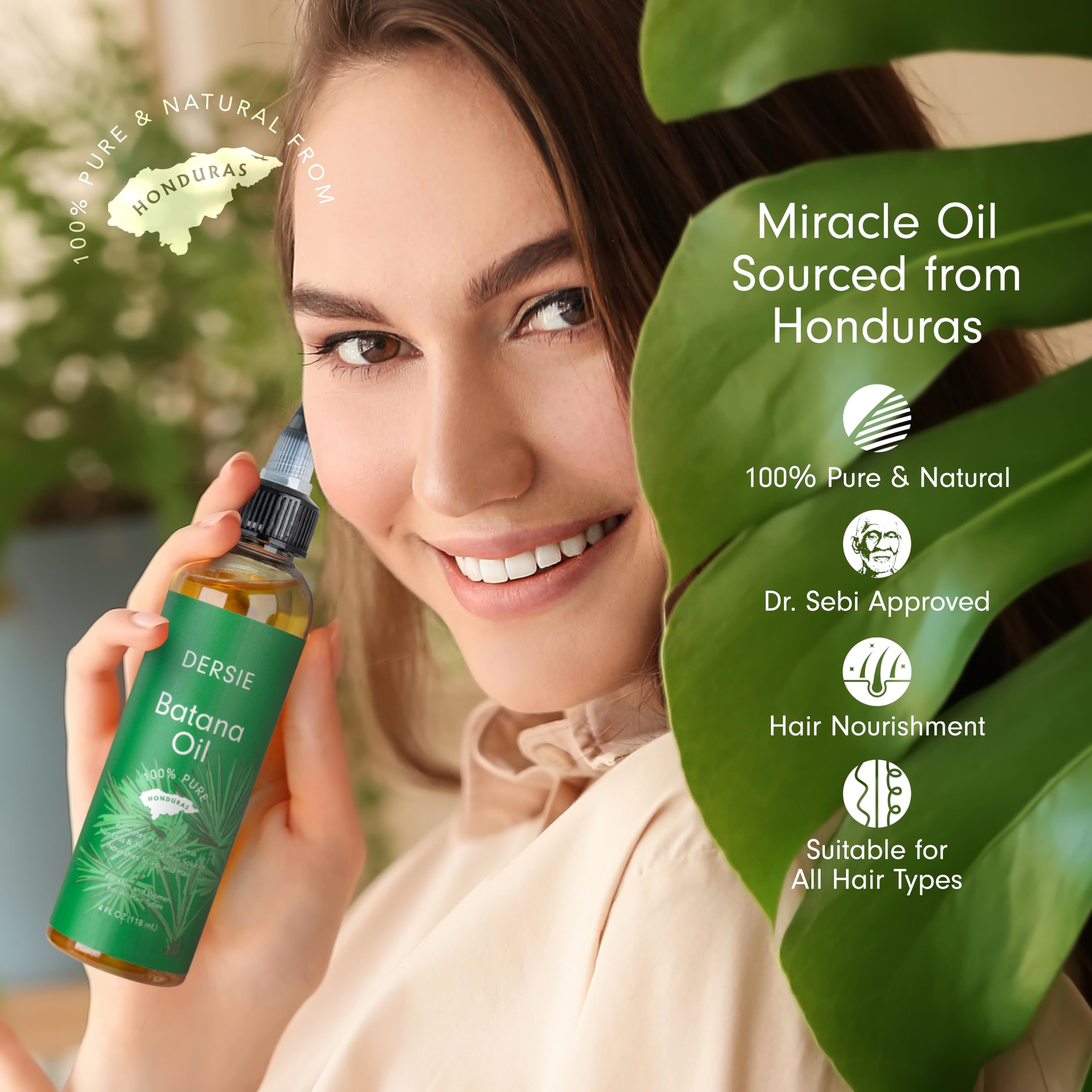 Dersie Batana Oil for Hair Growth Dr Sebi - 100% Pure & Natural Raw Oil From Honduras - For Thicker & Stronger Hair - 4 FL OZ