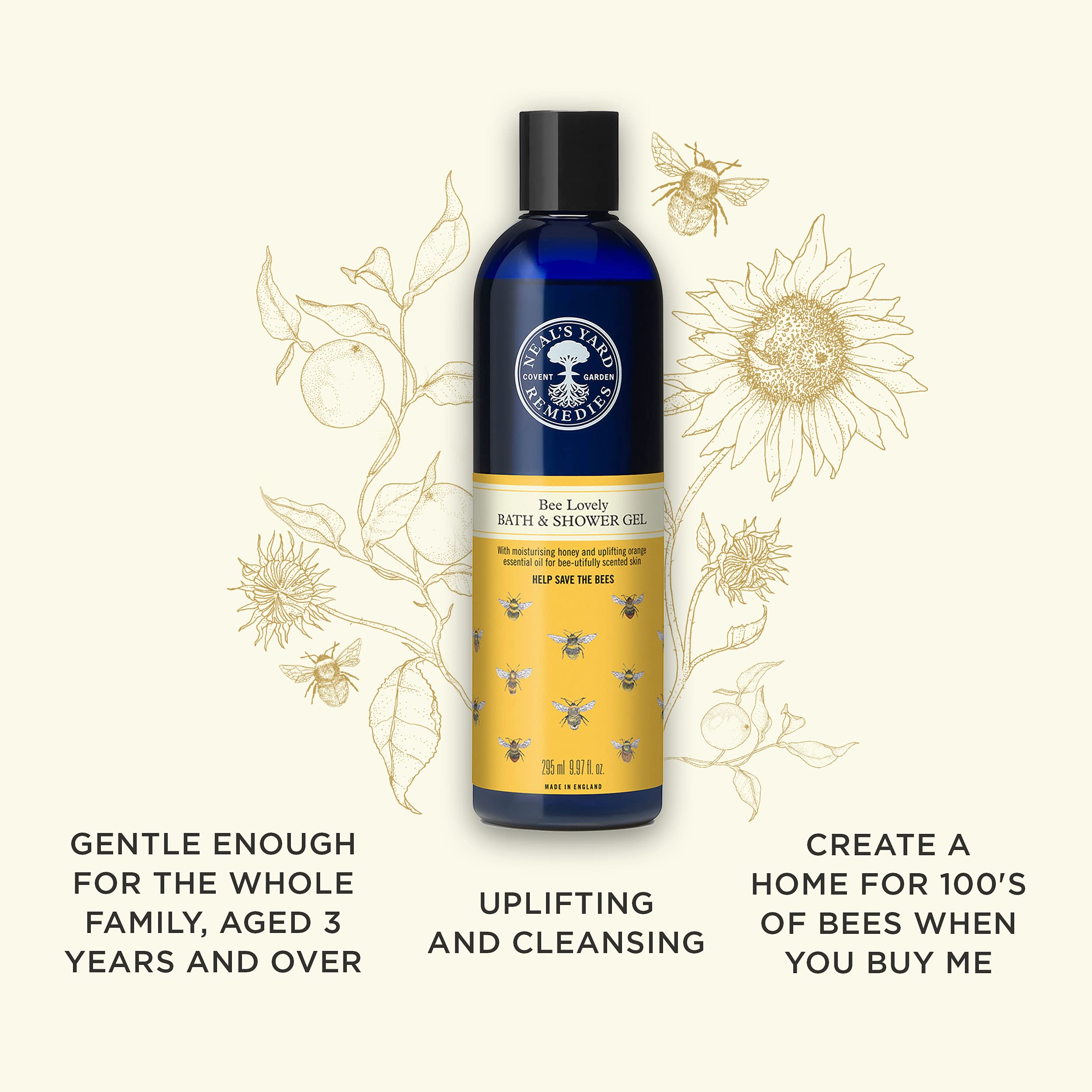 Neal's Yard Remedies Bee Lovely Bath and Shower Gel | Cleanses Skin & Lifts Spirit | 295 ml