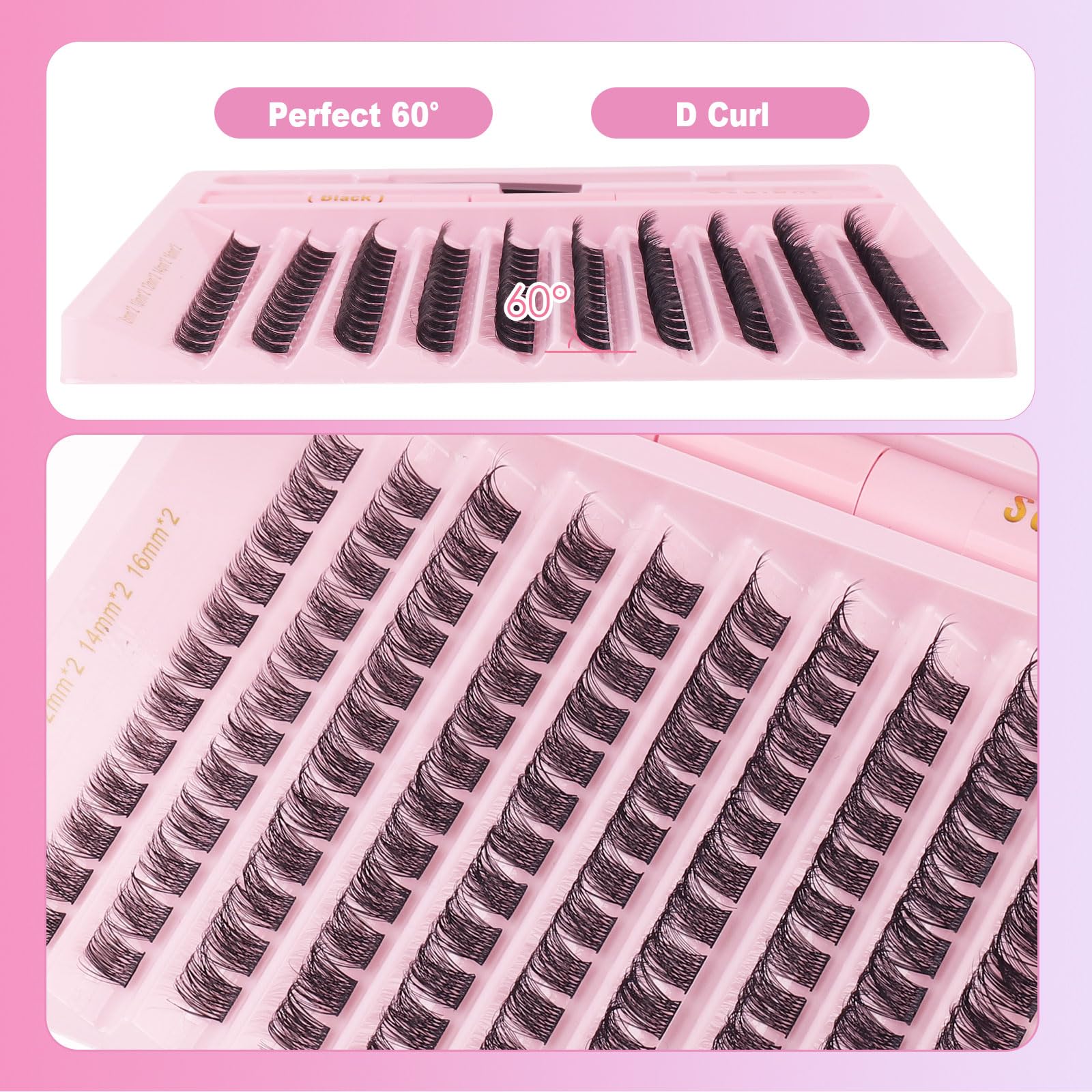 Sixstarhair Diy Lash Extension Kit 120 Pcs Cluster Lashes Glue Bond and Seal Cluster Eyelash Extensions Kit with Lash Tweezers D Curl Natural Wispy False Eyelashes Kit 8-16mm