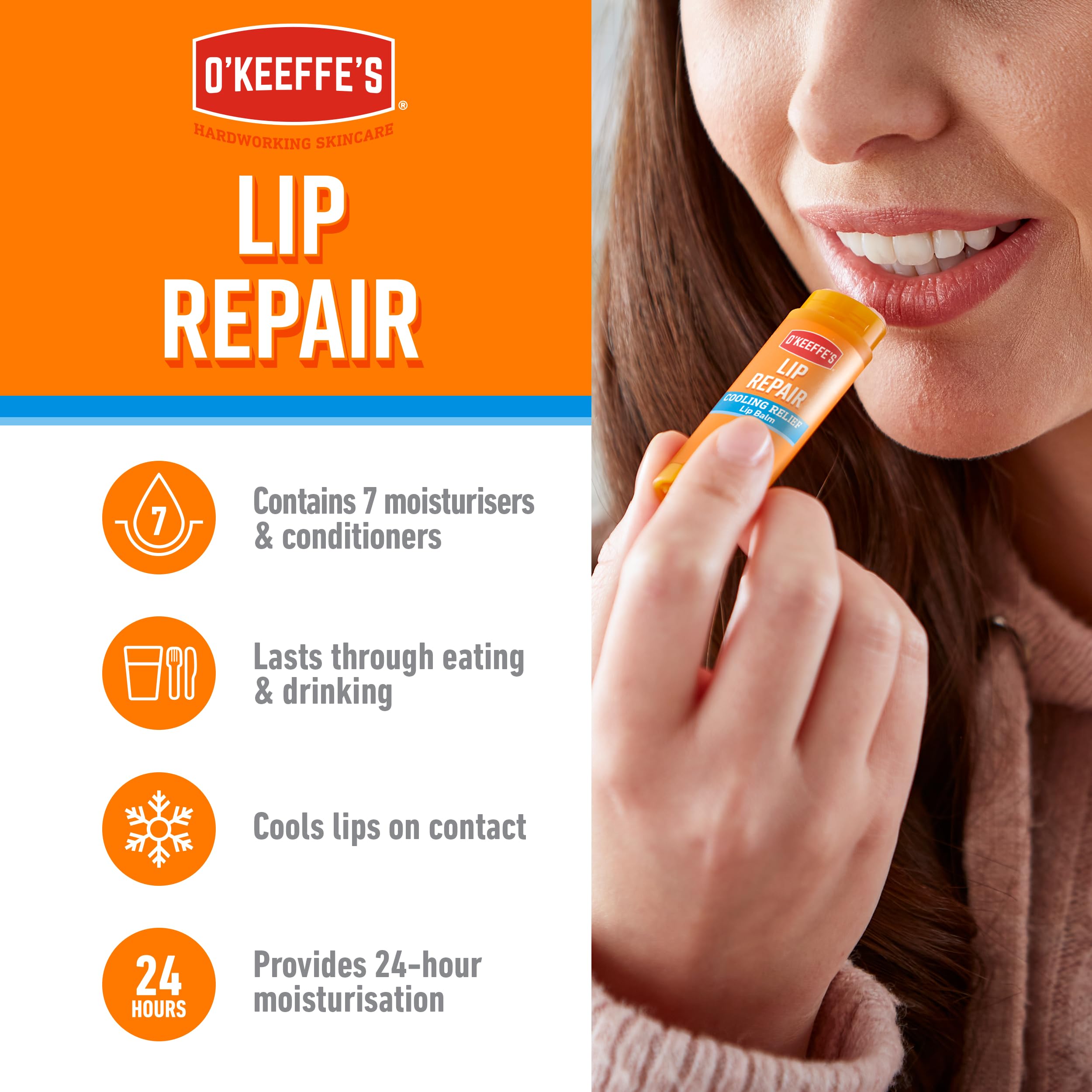 O'Keeffe's Lip Repair Cooling Relief Lip Balm 4.2g (Pack of 3)