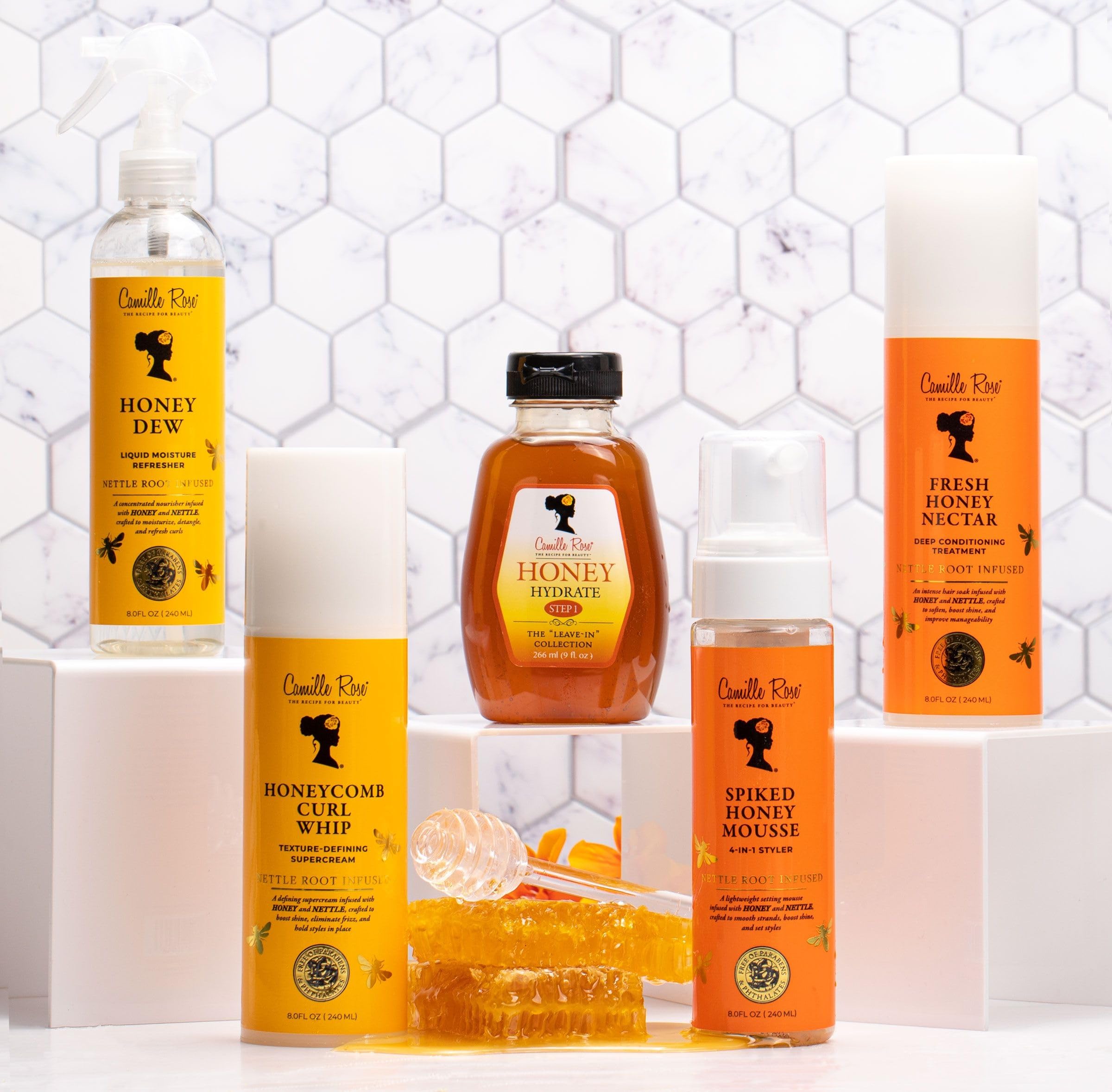 Camille Rose Spiked Honey Mousse 4-in-1 Hair Styler to Define Curls and Hold Styles Into Place while Nourishing and Adding Shine | With Honey and Nettle Root