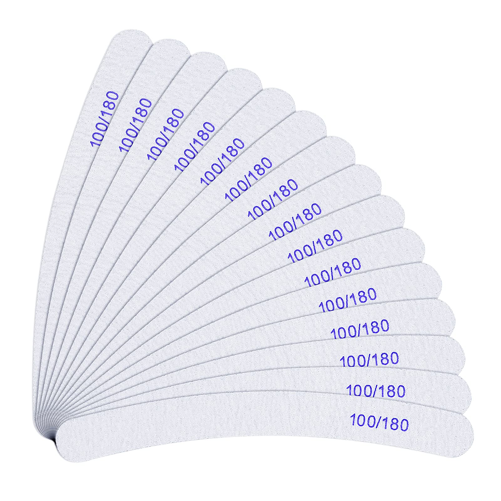 URAQT Nail Files, 15pcs Professional Curved Nail File Set, 100/180 Grit Double-Sided Emery Board Fingernail Files Manicure Tools for Natural Nail and Acrylic Nail