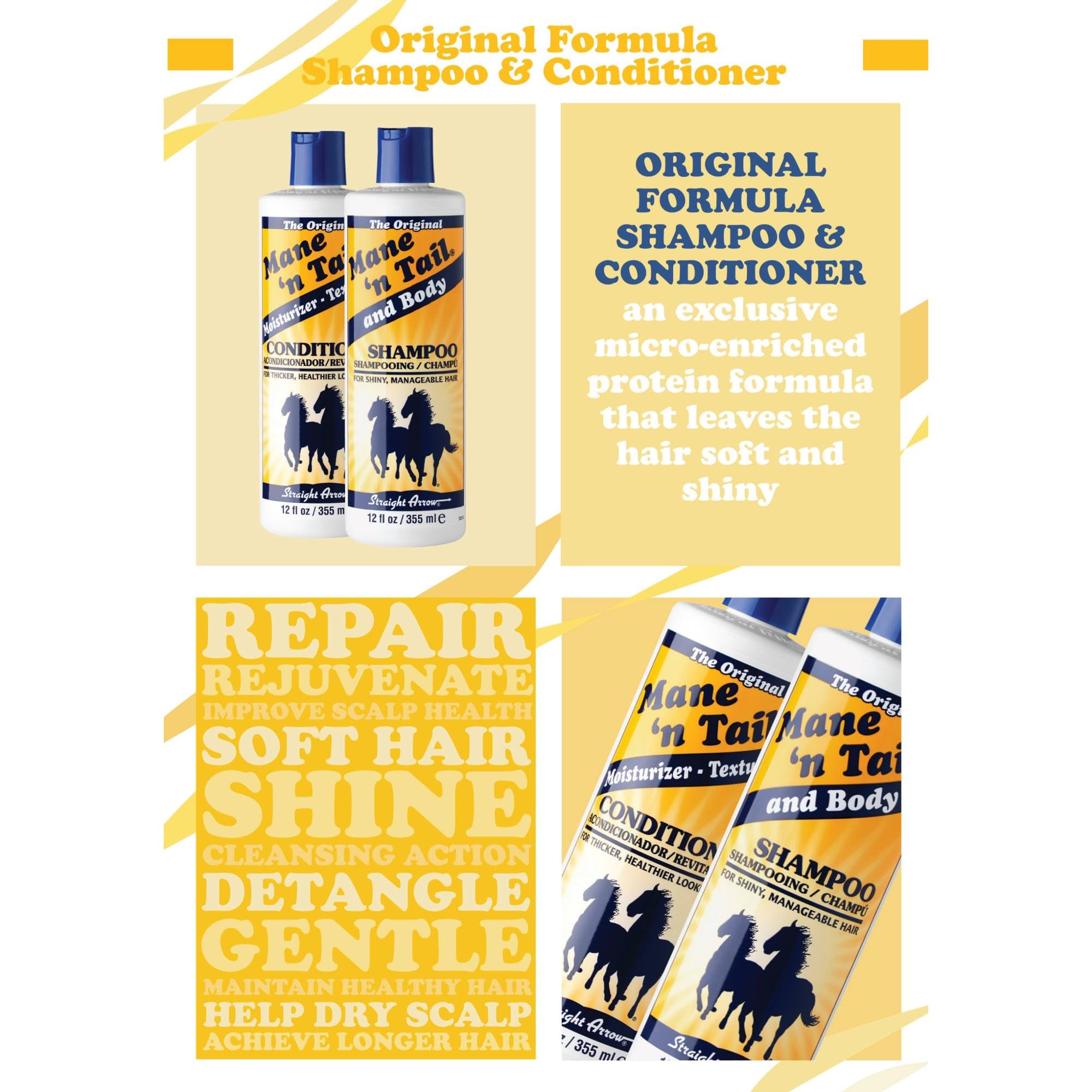 Mane 'n Tail Original Formula Shampoo and Conditioner Twin Pack, For Healthier Looking Hair, 355 ml (Pack of 1)
