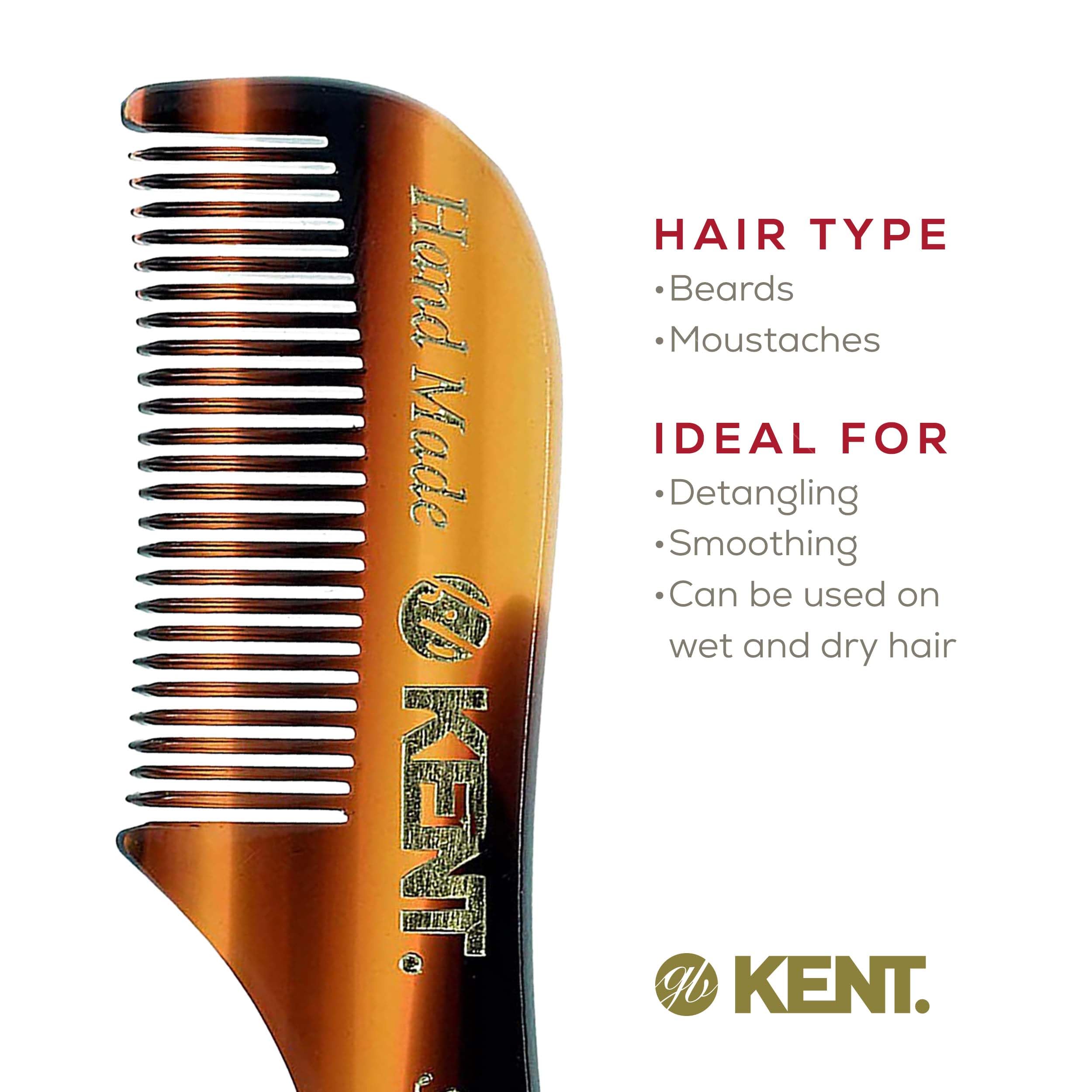 KENT 81T "Freddie" Handmade Beard Mustache Comb - Extra Small. Unbreakable Fine Toothed Beard and Moustache Combs Pocket Size for Facial Hair Grooming. Hand-Made Saw-Cut & Polished