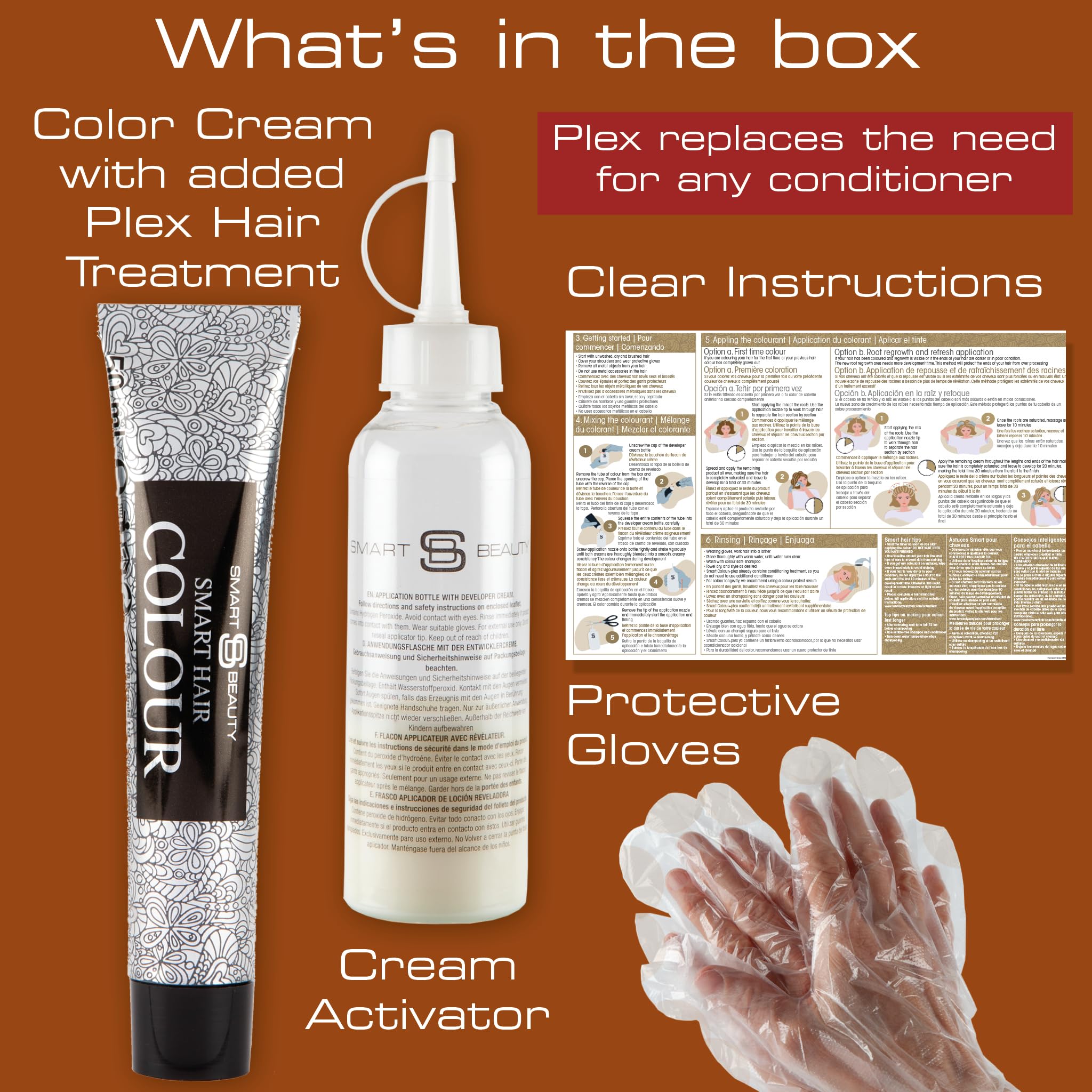 Amber Copper Hair Dye Permanent with Plex Hair Care, PPD free hair dye 100% Grey Hair Coverage Hair dye kit, Ginger Permanent Hair Colour for women and men, Cruelty-Free Vegan Hair Dye by Smart Beauty