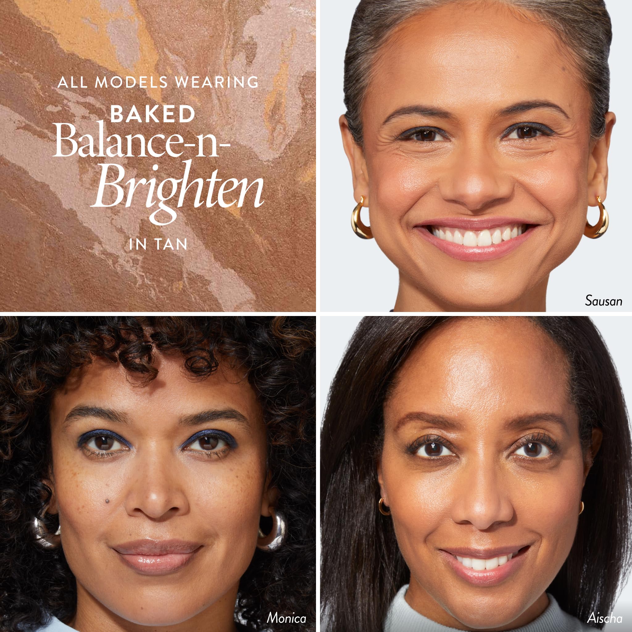LAURA GELLER Baked to Go Balance-n-Brighten Colour Correcting Powder Foundation (Tan) Travel Size Buildable Light to Medium Coverage Baked Foundation, Demi-Matte Finish