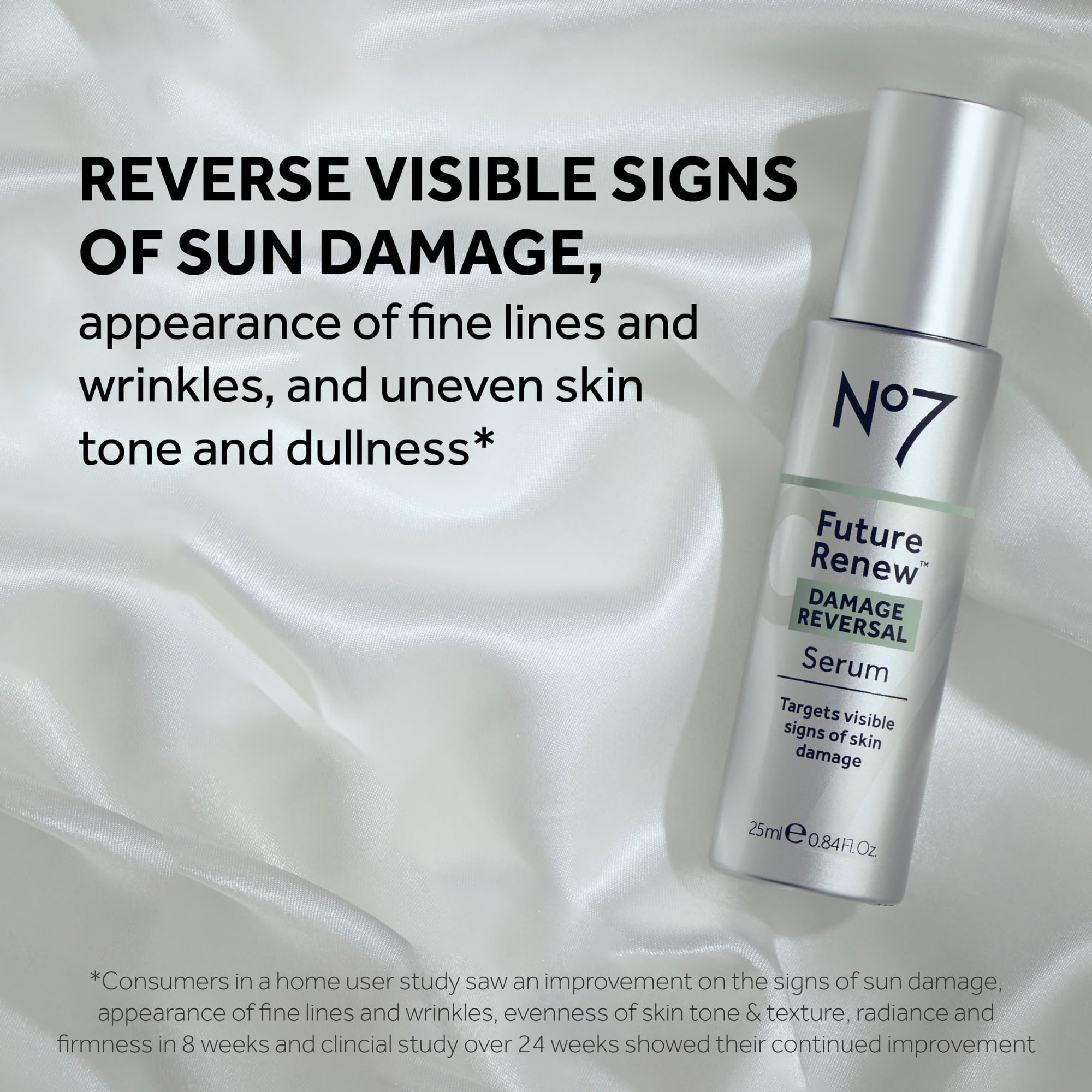 No7 Future Renew Damage Reversal Serum - Anti-Aging Face Serum for Glowing Skin - Hyaluronic Acid + Niacinamide for Sun Damage Reversal - Dermatologist-Approved, Sensitive Skin Suitable (0.84 Fl Oz)