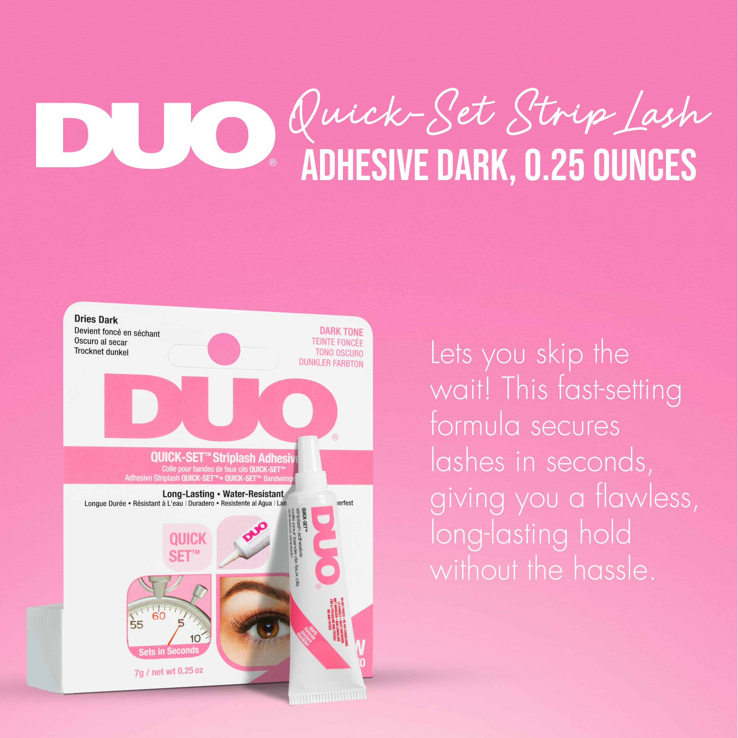 DUO Quick-Set Strip Lash Adhesive – Dark Tone, Long-Lasting, Water-Resistant Lash Glue, Strong Hold for Strip & Individual Lashes, 0.25 oz