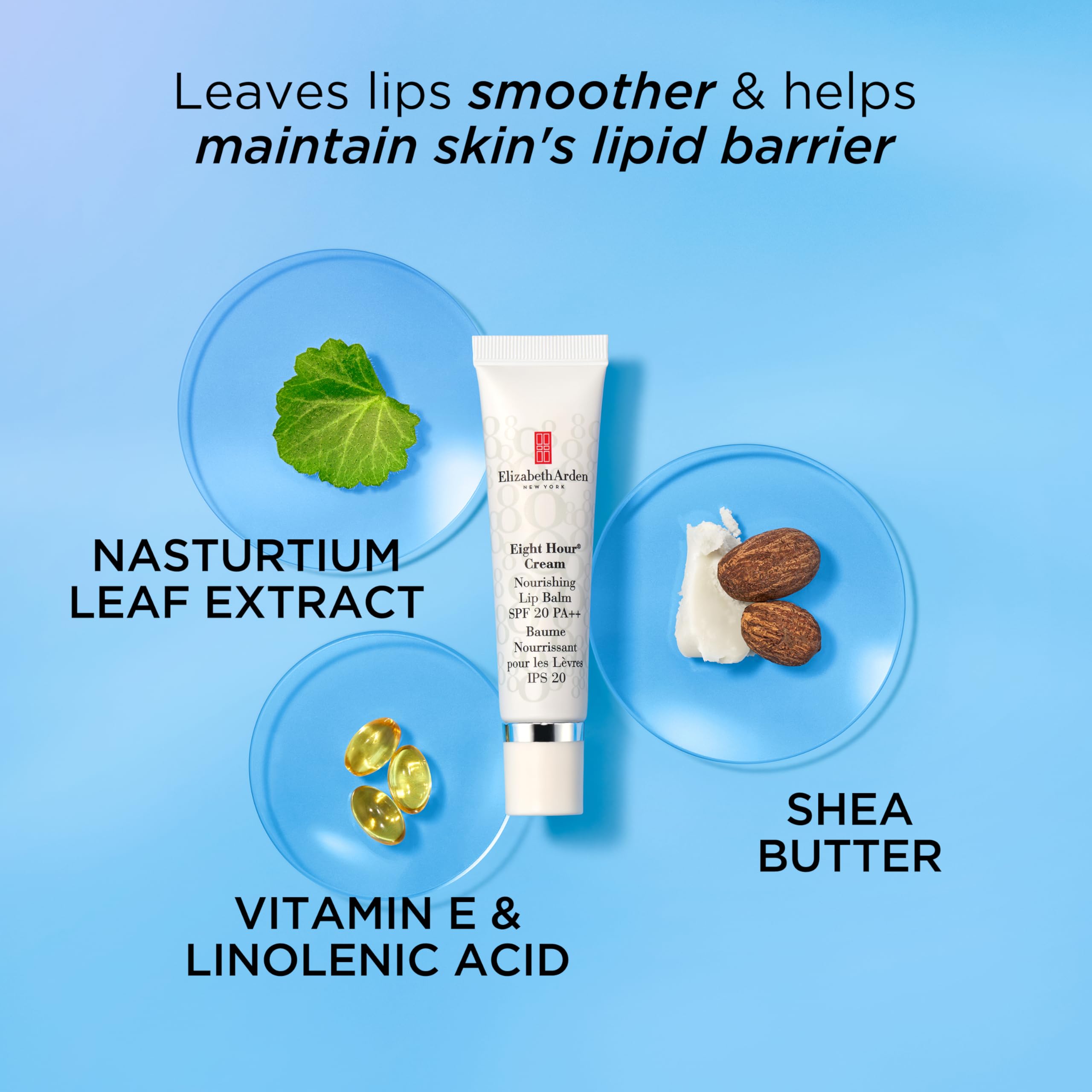 Elizabeth Arden Eight Hour Cream Nourishing Lip Balm SPF 20, 14.8ml, Long-lasting Moisture & Conditioning, Sun Protection for Dry Lips, Unisex
