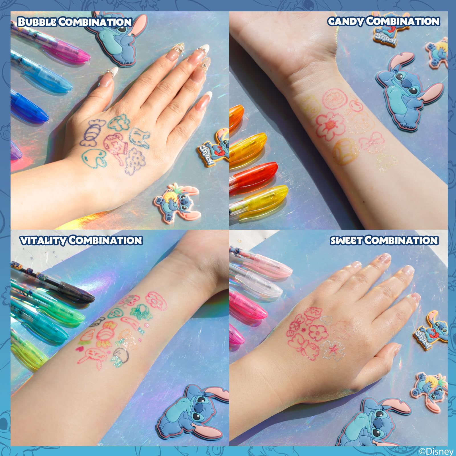 Stitch 16 Piece Glitter Pen Body Art Set, Glittery and Bright Colors, Ages 3+, By Townley Girl