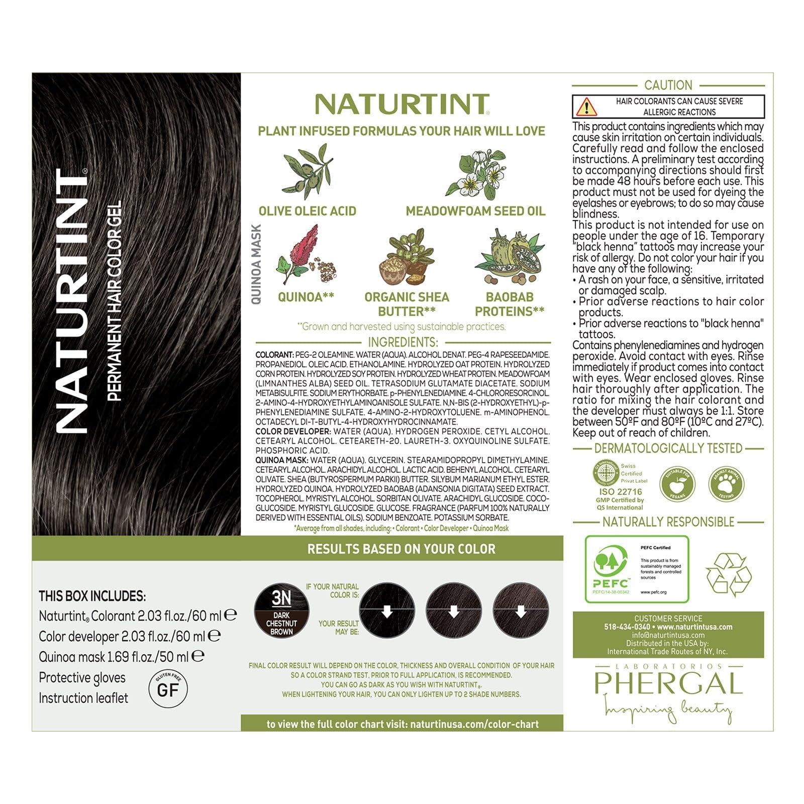 Naturtint 3N Dark Chestnut Brown Permanent Hair Color (Pack of 1), Ammonia Free, Vegan, Cruelty Free, up to 100% Gray Coverage, Long Lasting Results (Packaging may vary)