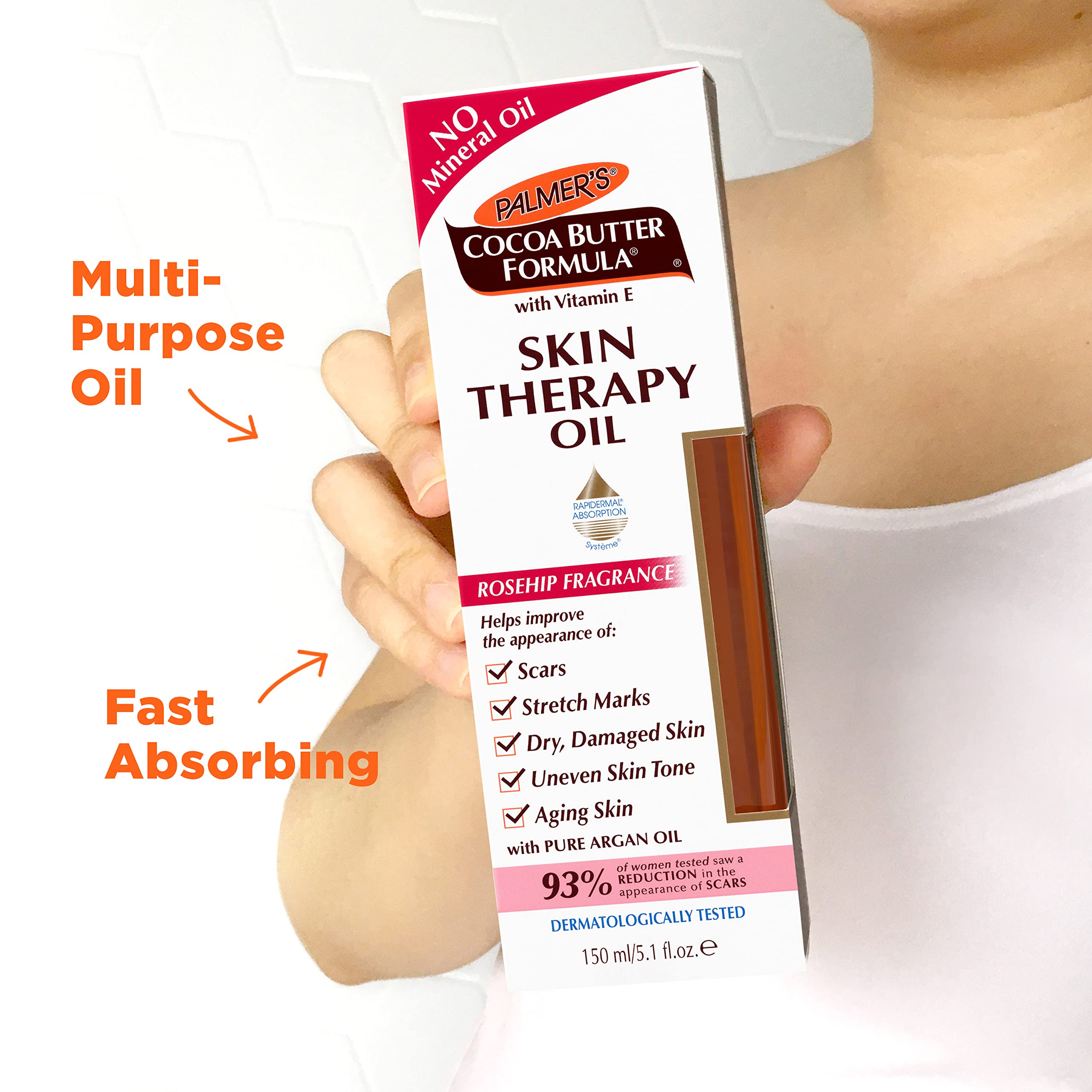 Palmer's Cocoa Butter Formula Skin Therapy Moisturizing Body Oil with Vitamin E, Rosehip Fragrance, 2 Ounces