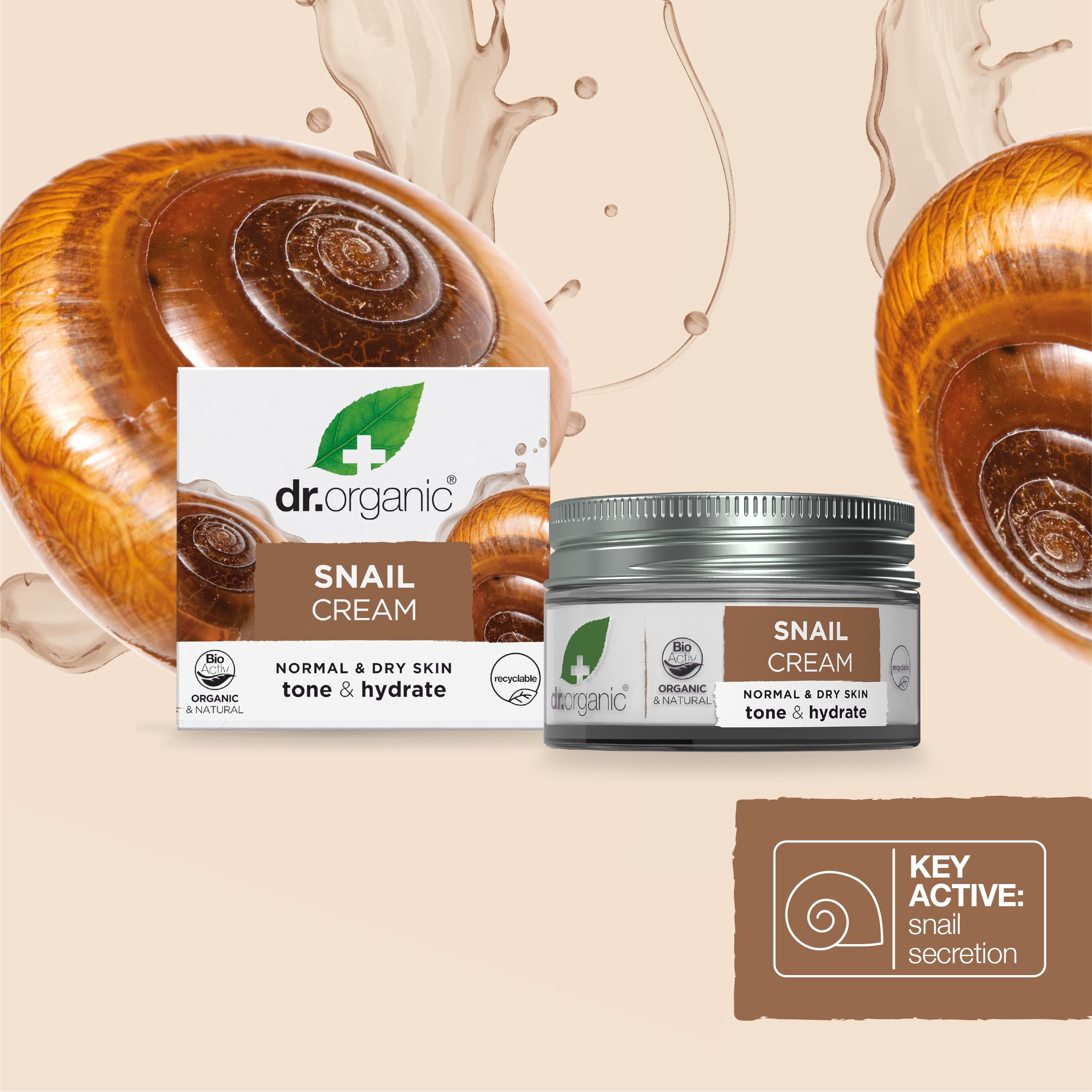 Dr Organic Snail Gel Cream, Healthy-Aging, Moisturising, Mens, Womens, Normal & Dry Skin, Natural, Vegetarian, Cruelty-Free, Paraben & SLS-Free, Recycled & Recyclable, Organic, 50ml