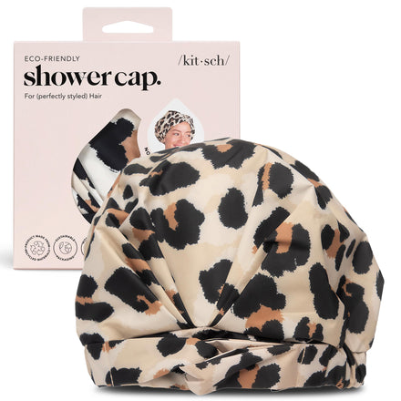 kitsch Luxury Shower Cap for Women, Leopard- Leopard,one size