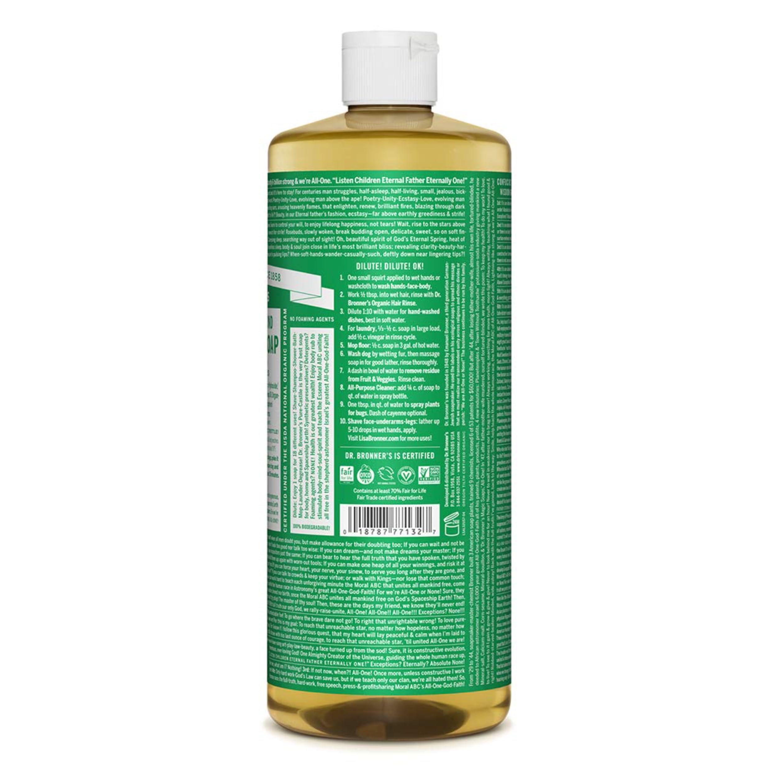 Dr Bronner's Organic Almond Castile Liquid Soap, 946 ml