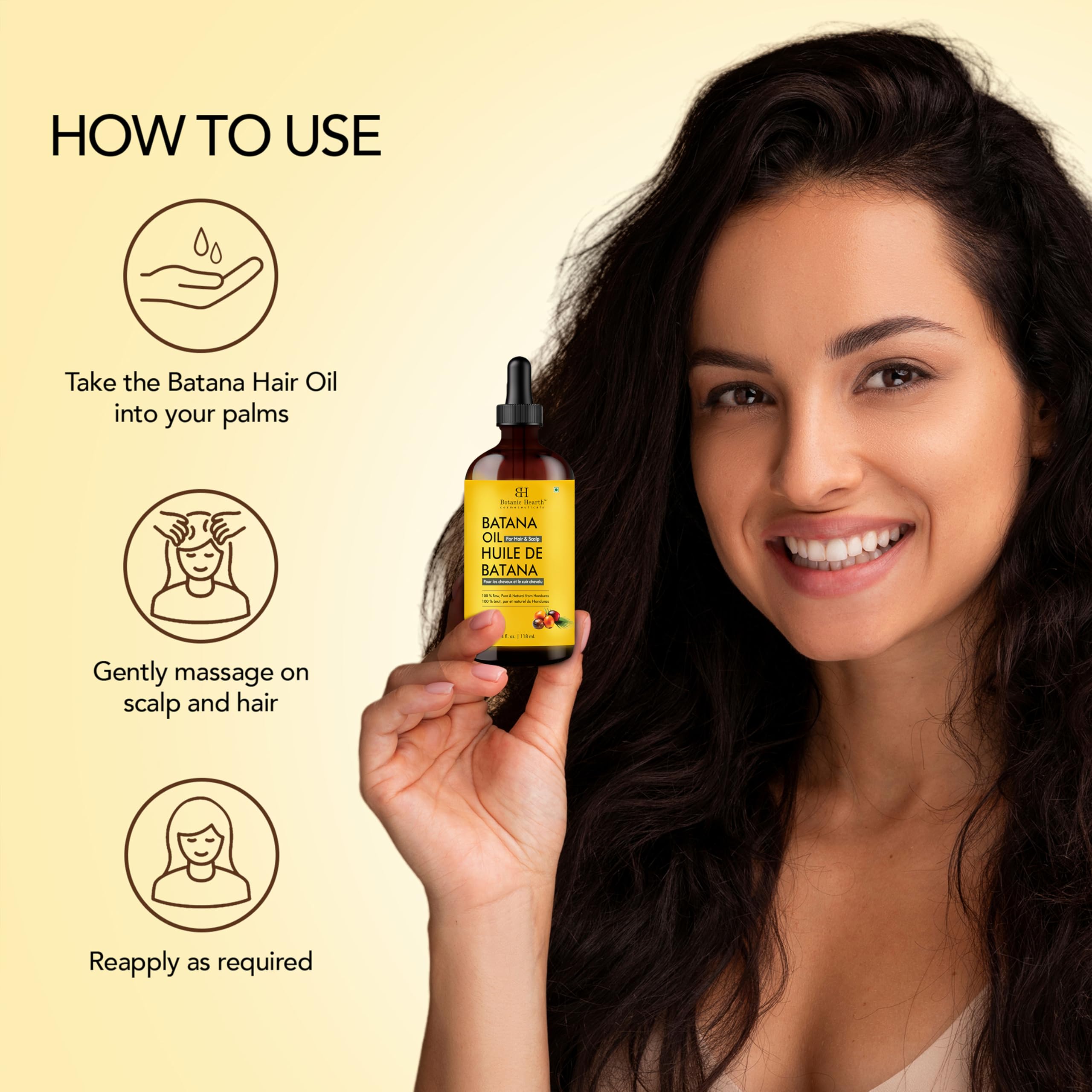 Botanic Hearth Raw Batana Oil for Hair Growth (4 fl oz) | 100% Pure & Unrefined Oil from Honduras | Promotes Thicker, Stronger Hair