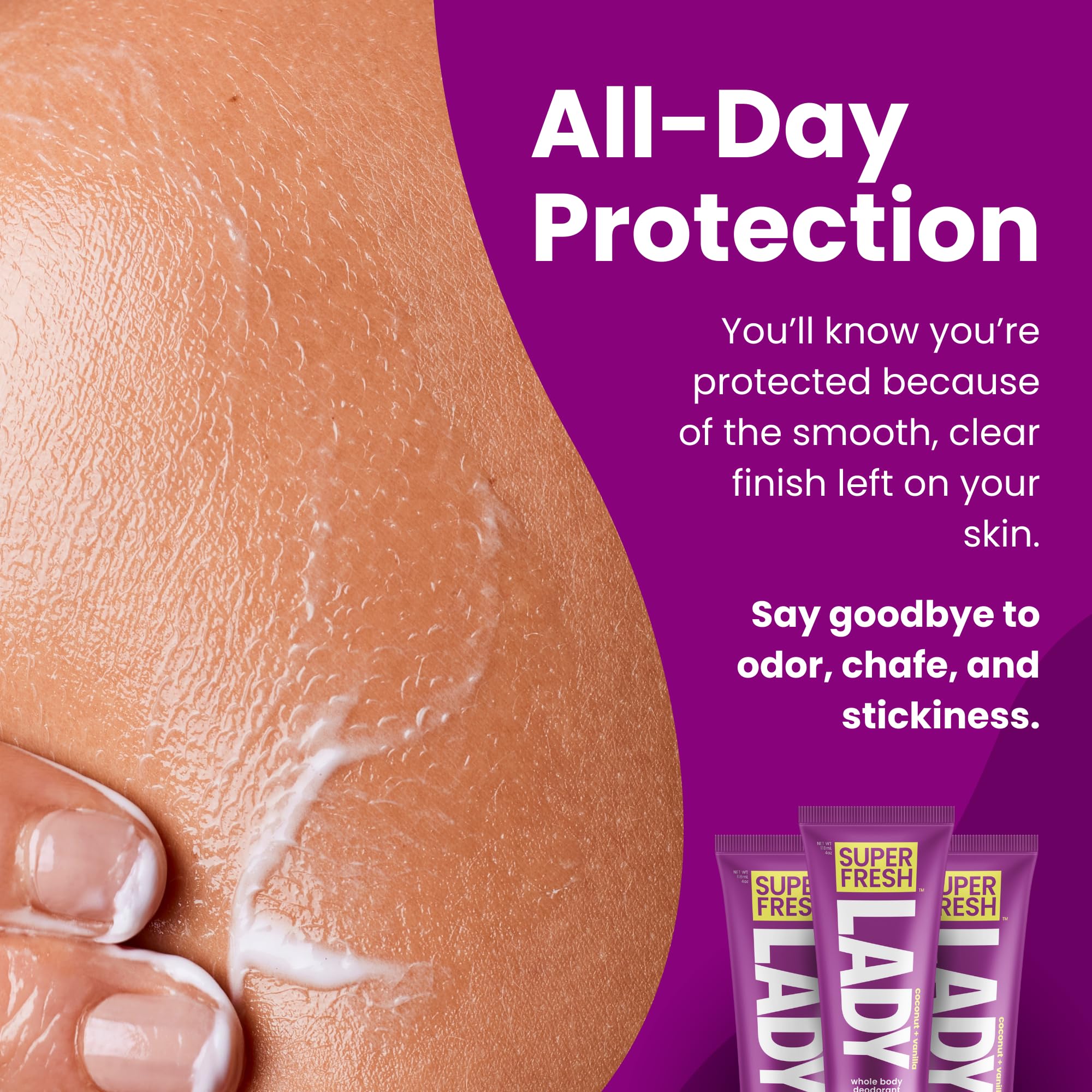 Super Fresh Lady Whole Body Deodorant For Women | For Privates, Body & Skinfolds | Stop Odor Stay Fresh | Aluminum Free Feminine Hygiene | Coconut + Vanilla | 4oz