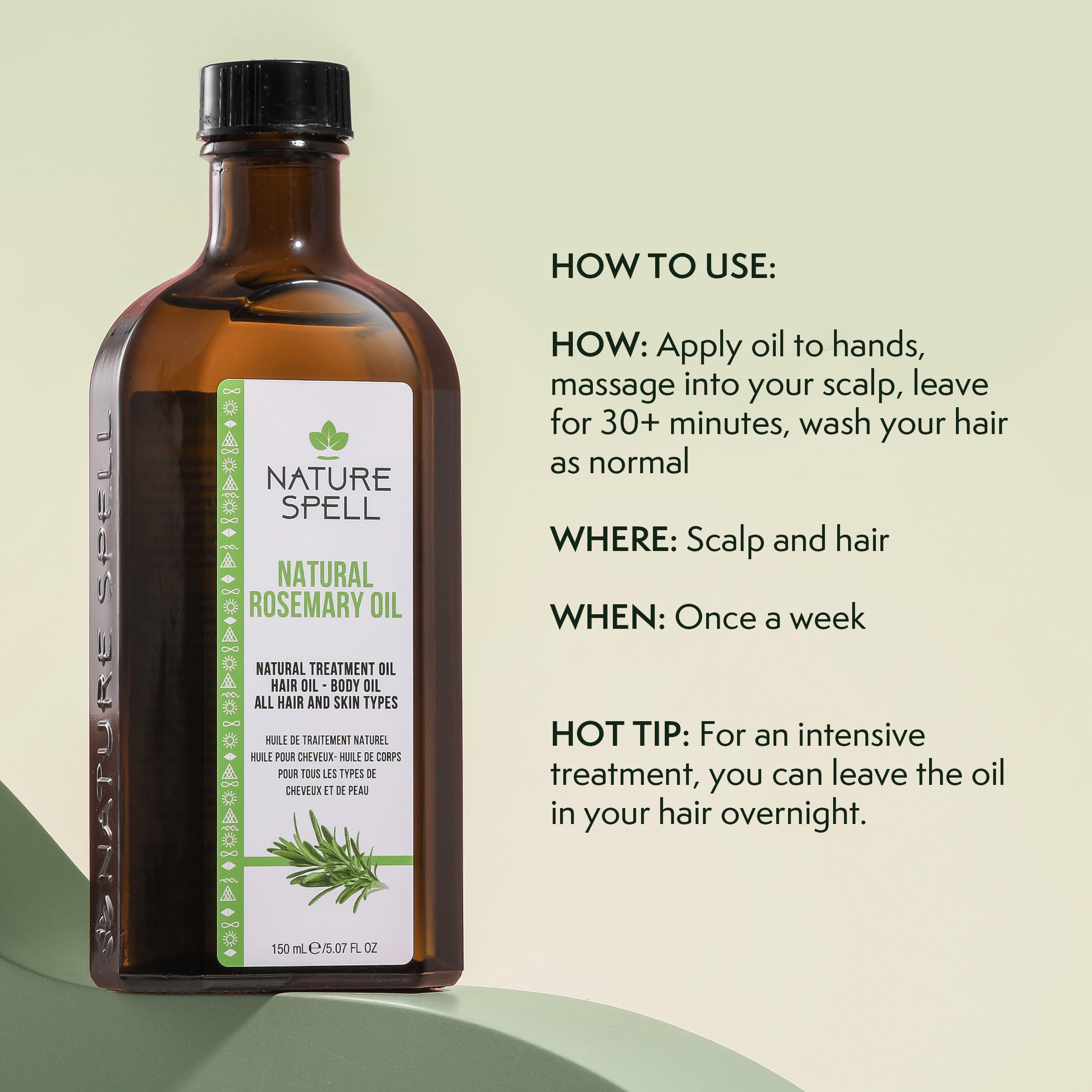Nature Spell Rosemary Oil & Batana Oil Hair Care Set For Hair Growth, Scalp & Hair Strengthening Duo, With Applicator & Pump, 2 x 150ml