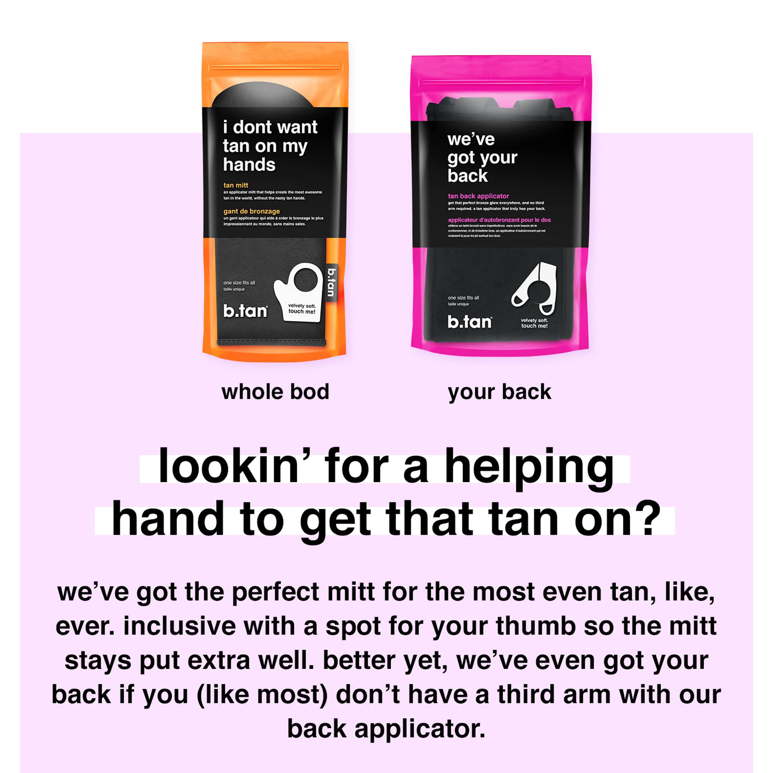 b.tan Self Tanning Mitt | I Don't Want Tan On My Hands - Sunless Tanner Applicator Glove w/Thumb, Streak-Free, Velvety Soft, Reusable, Face & Body, Great for Foam, Mousse, Gradual Lotion, & Drops