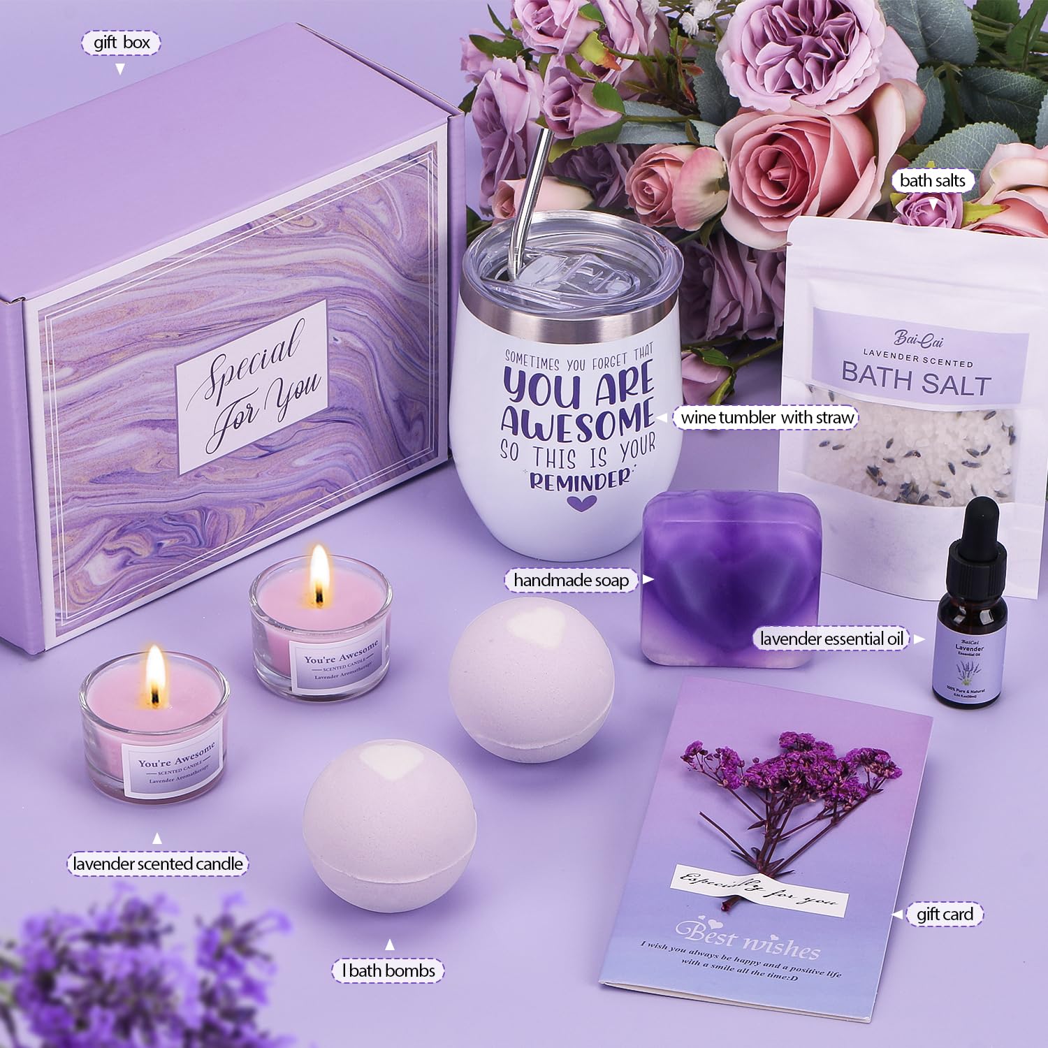 Birthday Gifts For Women, Lavender Pamper Hampers For Women Birthday Pamper Gift For Her Mom Self Care Gift Relaxation Gifts Sleep Well Gift Set For Women, Hamper Gifts For Friends ,Sister