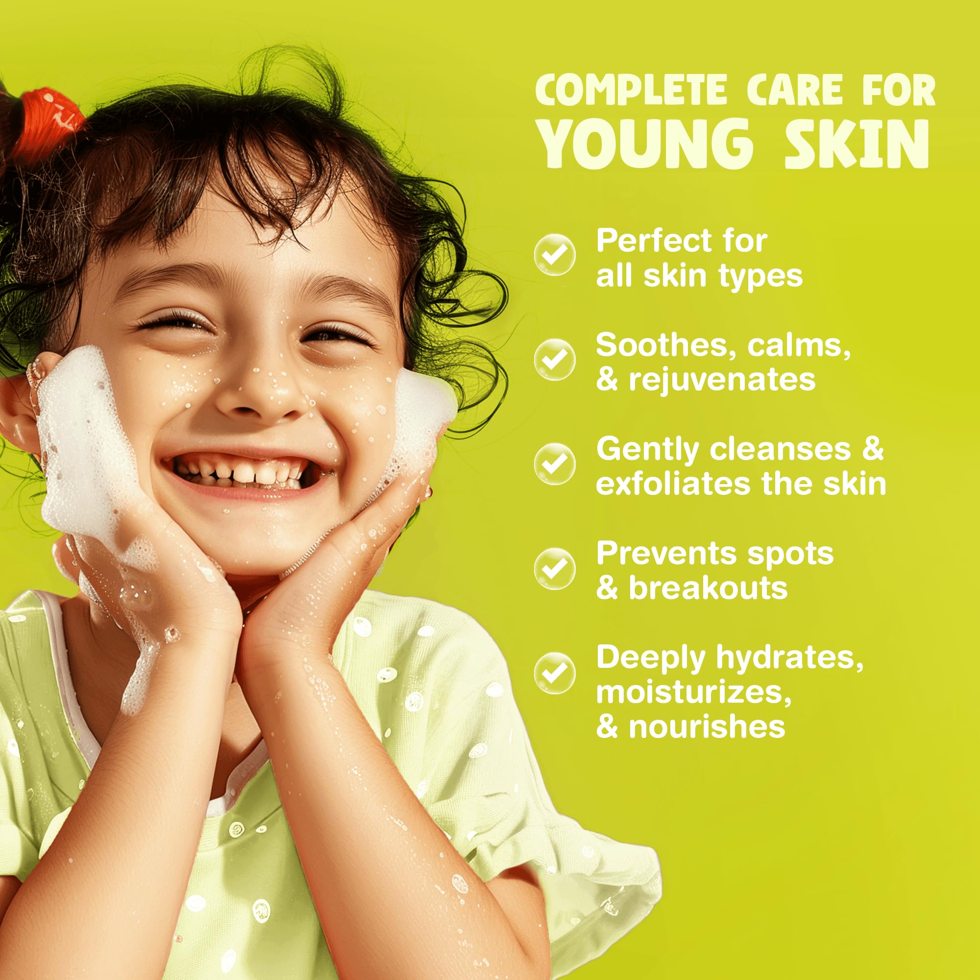 Kids Organic Foaming Face Wash - Natural Skincare for Teen Girls 10-12 - Gentle Facial Cleanser for Dry Sensitive Skin - Hydrating Exfoliating & Non Toxic Moisturiser Soap for Tweens & Preteens 8-12