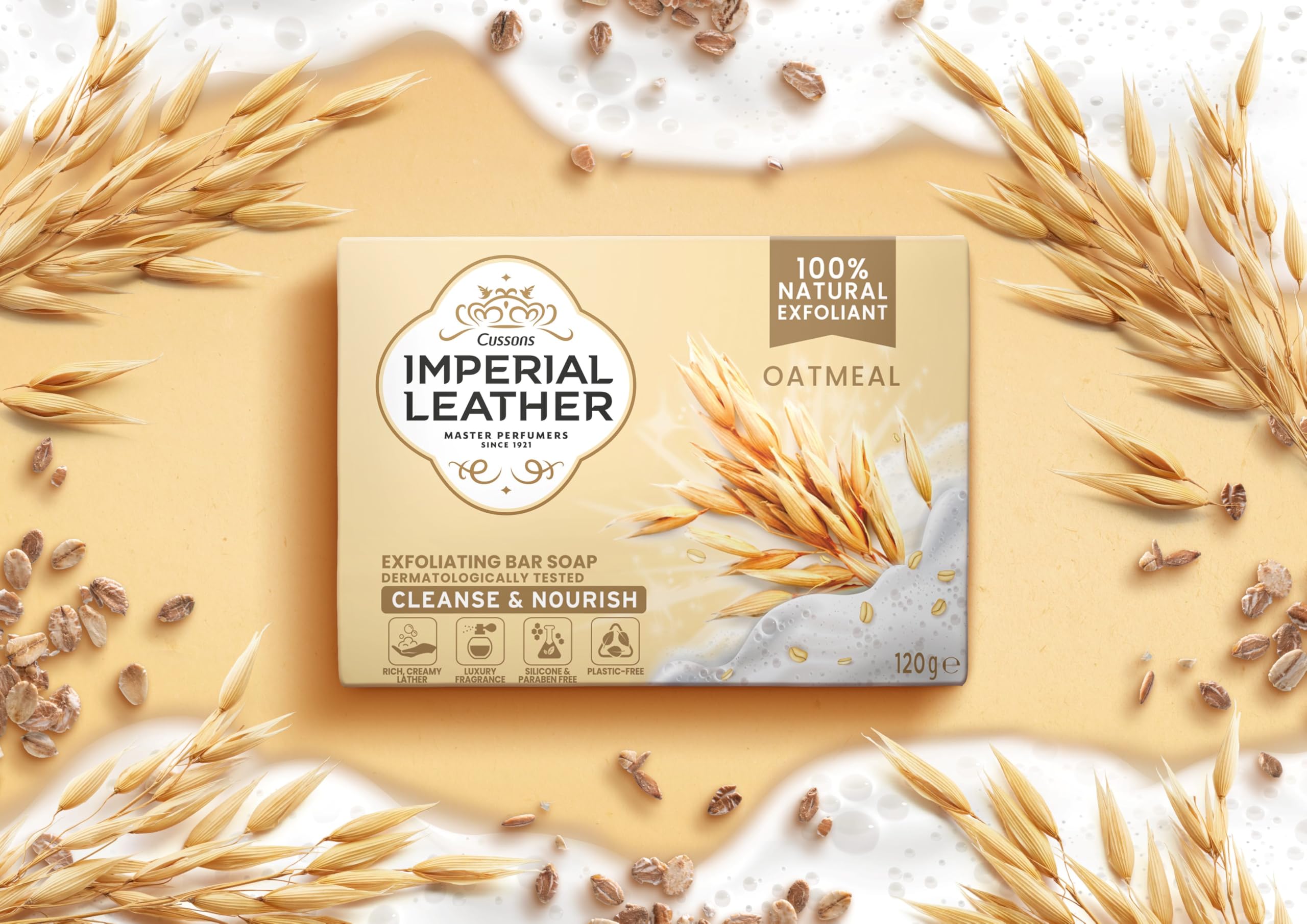 Imperial Leather Oatmeal Exfoliating Bar Soap, Bulk Buy, Pack 12 x 120g