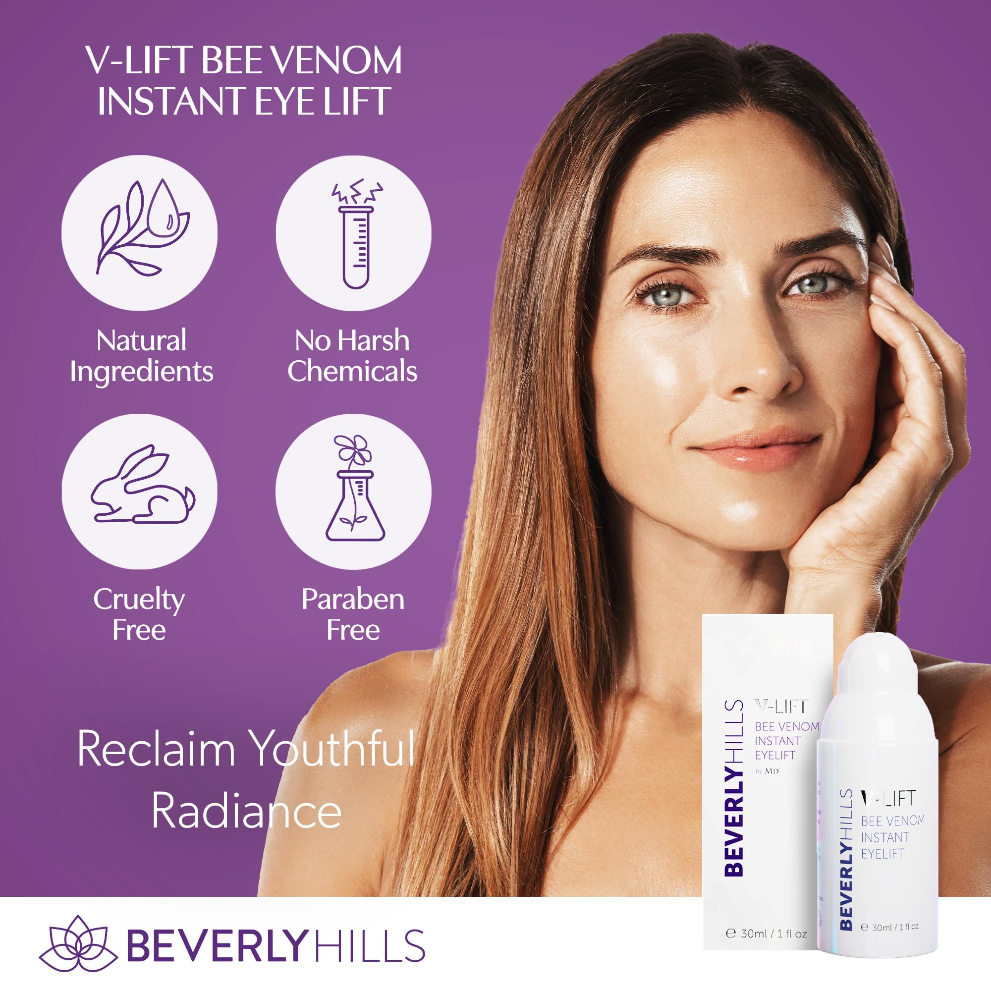 BEVERLY HILLS V-Lift Instant Eye Lift and Tuck Bee Venom Serum for Treating Puffy Eyes, Dark Circles, and Wrinkles