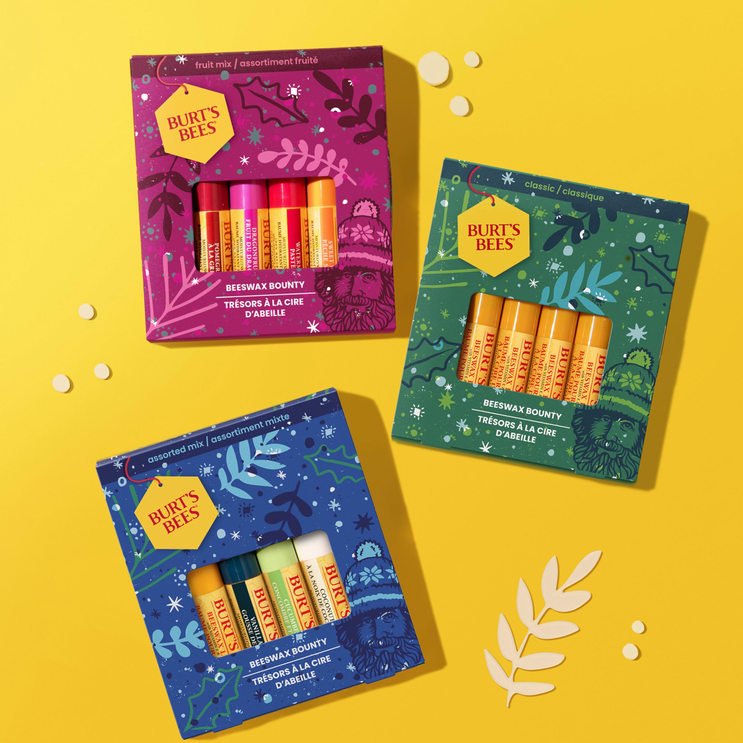 Burt's Bees Lip Balm Gift Set, Lip Balm Multipack, Sweet Peach, Watermelon, Pomegranate and Dragonfruit Lemon, 4x4.25g