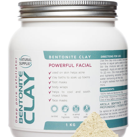 Bentonite Clay 1kg Aztec Indian Healing Clay Deep Pore Cleansing 100% Pure Bentonite Clay | Deep Skin Pore Cleansing, Detoxifying and Revitalization. (1 Kg)