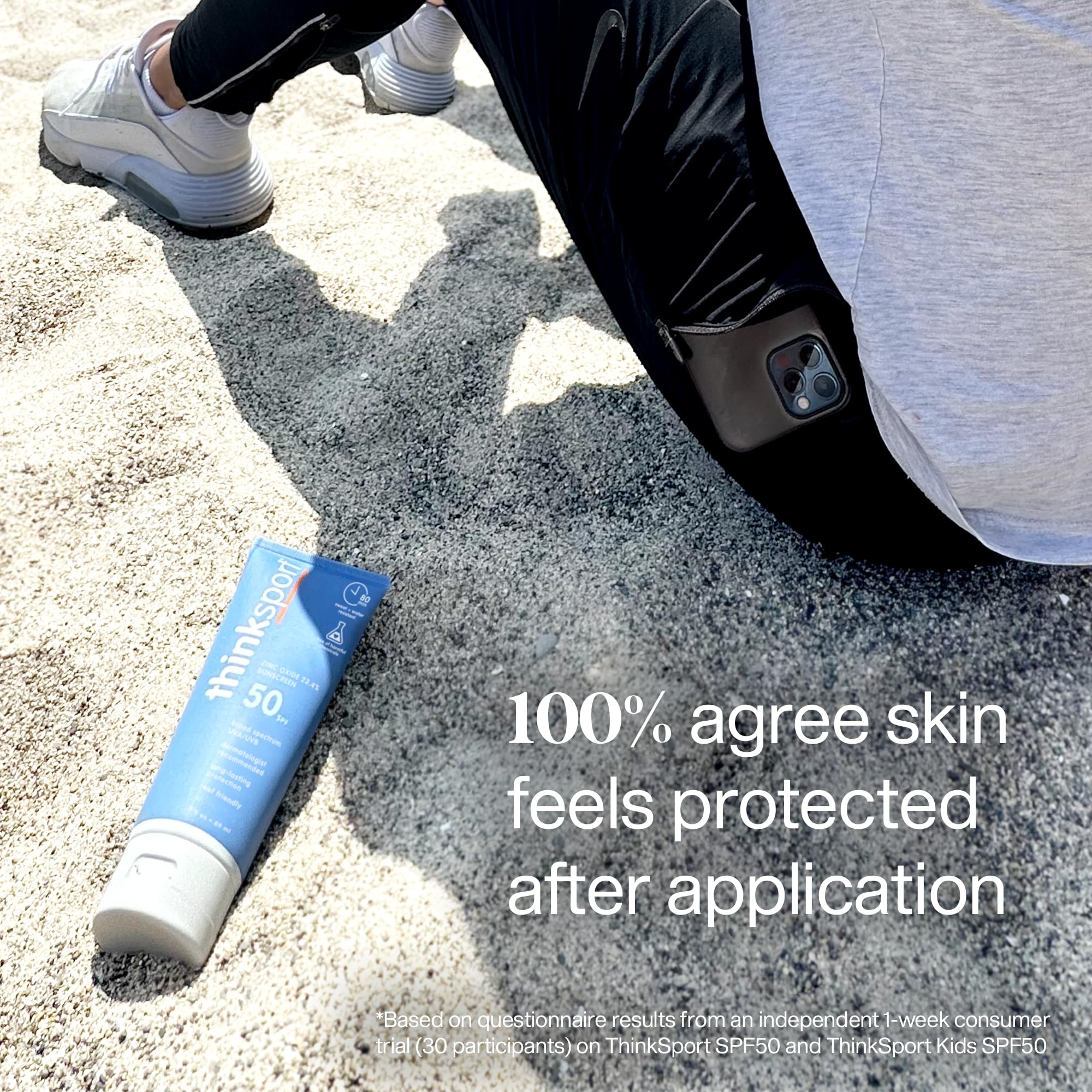 ThinkSport Sunscreen 50 SPF 89ml (3oz) - Safer Zinc Oxide Mineral Formulation - Ideal for all Sport and Outdoor Pursuits - Non-Toxic Ingredients