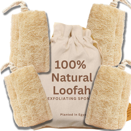 Exfoliating Body Scrubber Loofah Sponge - Natural Egyptian Bath & Shower Scrubbers for Face, Back & Body - Biodegradable Luffa Wash Exfoliator - Eco Friendly, No Toxic Chemicals