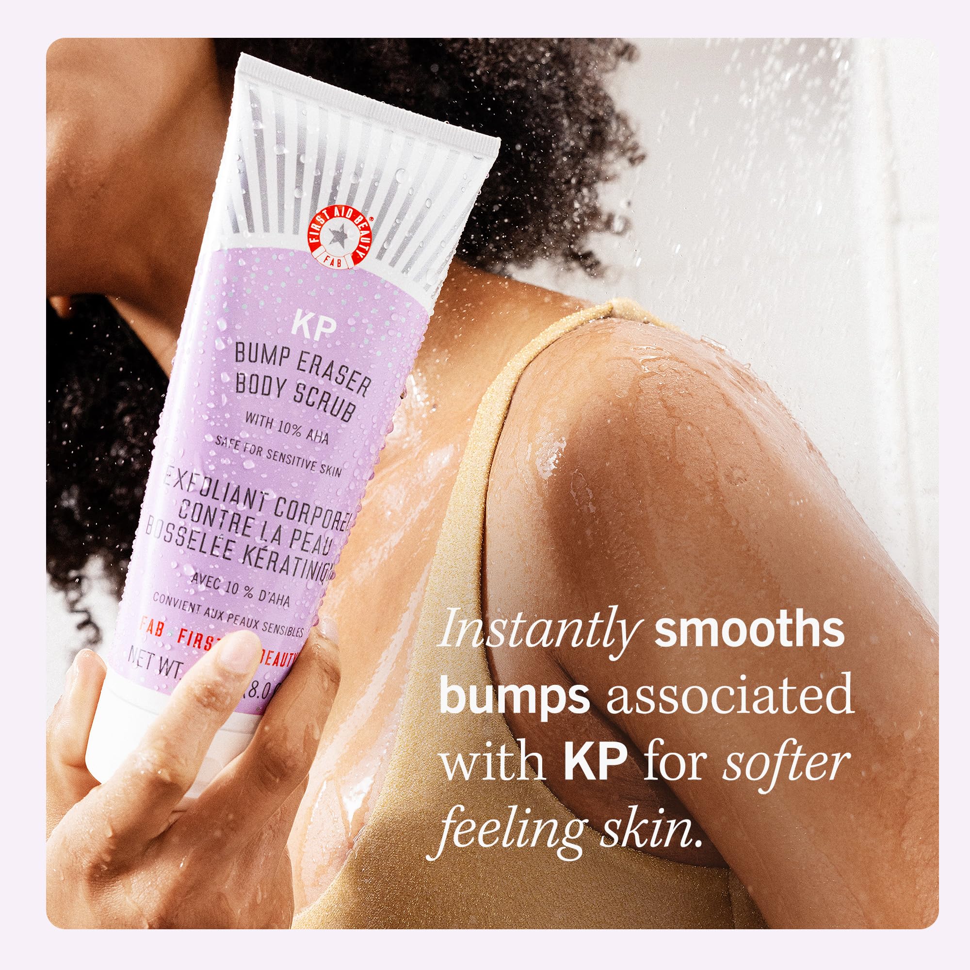 First Aid Beauty - KP Bump Eraser Body Scrub with 10% AHA, Keratosis Pilaris Skin Exfoliater with Glycolic and Lactic acids, Helps Reduce Chicken Skin Bumps, Safe for Sensitive Skin,226g + Bonus 56.7g