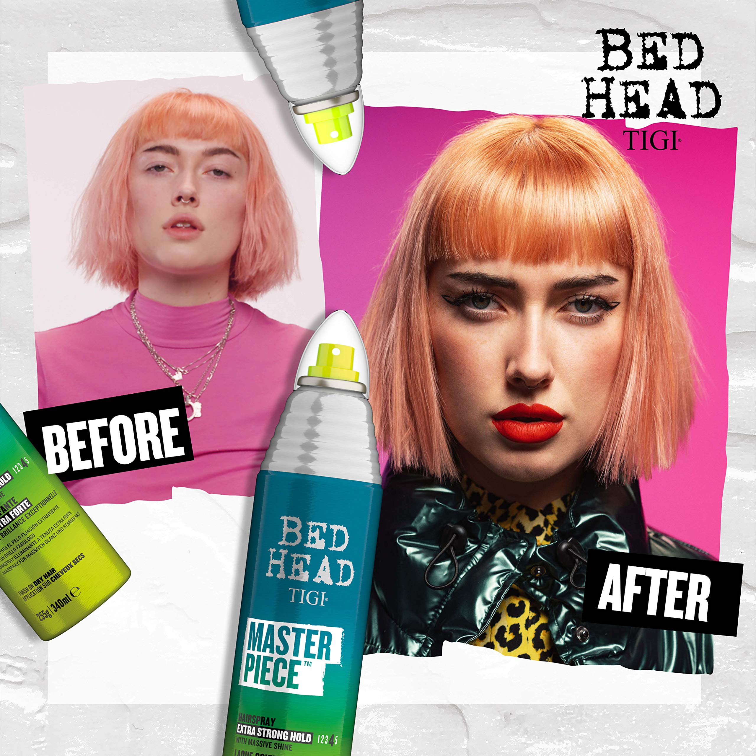 Bed Head by TIGI - Masterpiece Shiny Hairspray - Strong Hold - High Shine Finish - Travel Size Hair Styling - 80 ml