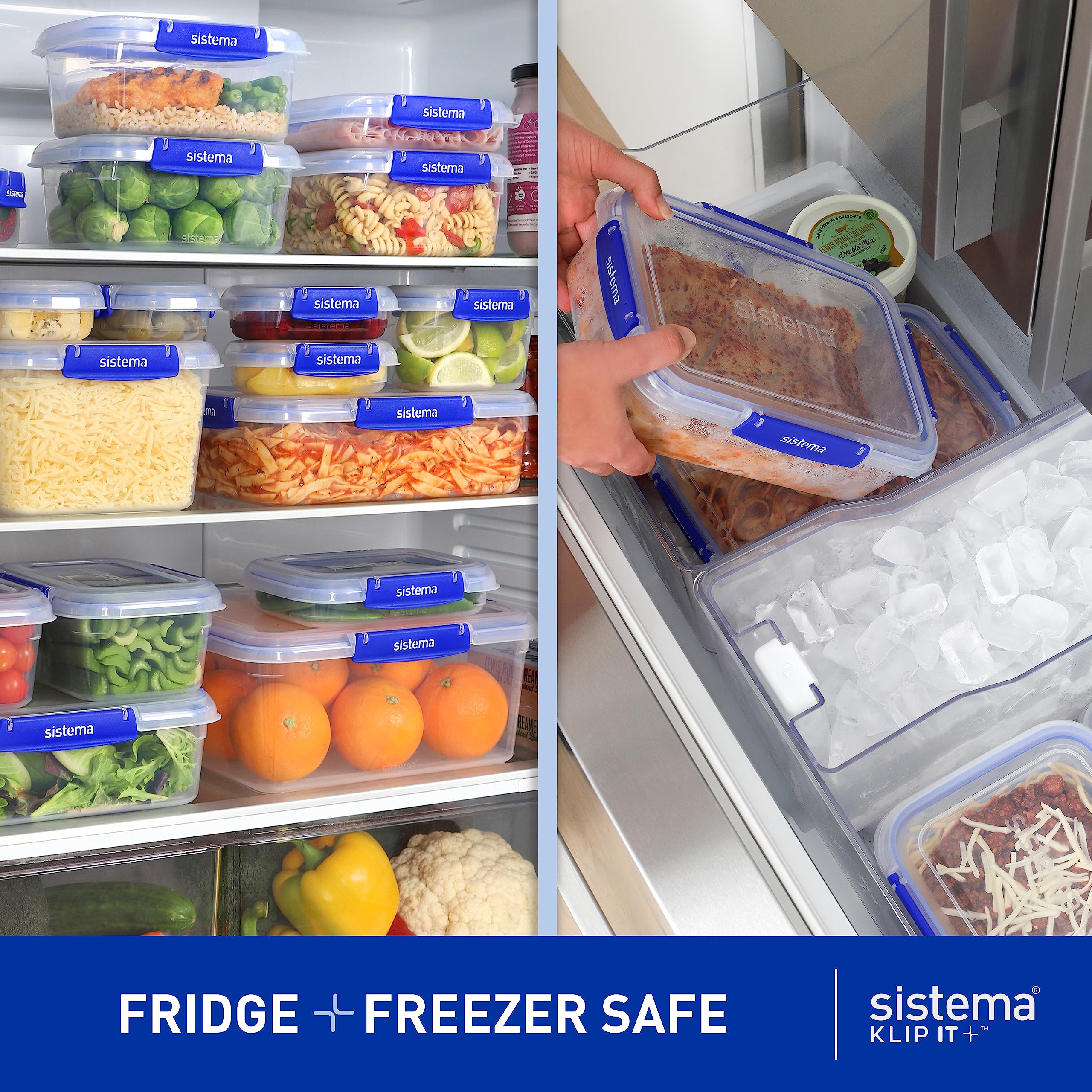 Sistema KLIP IT PLUS Leakproof Food Storage Containers | 2.2 L, 1 L, 400 ml | Airtight & Stackable Meal Prep Containers with Lids | Lunch Boxes & Snack Boxes | BPA-Free | 6 Count